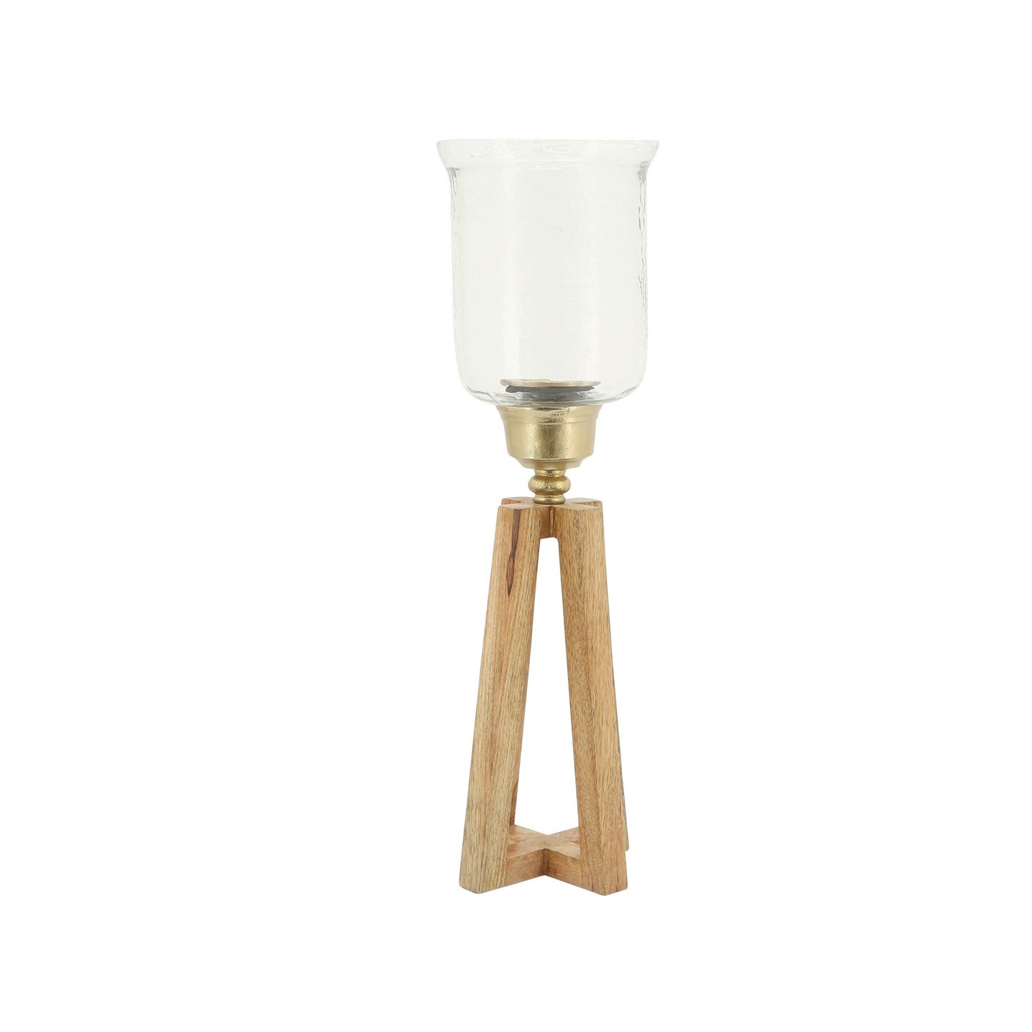 26 Inch Classic Candle Holder Angled Wood Base Matte Tumbler Natural