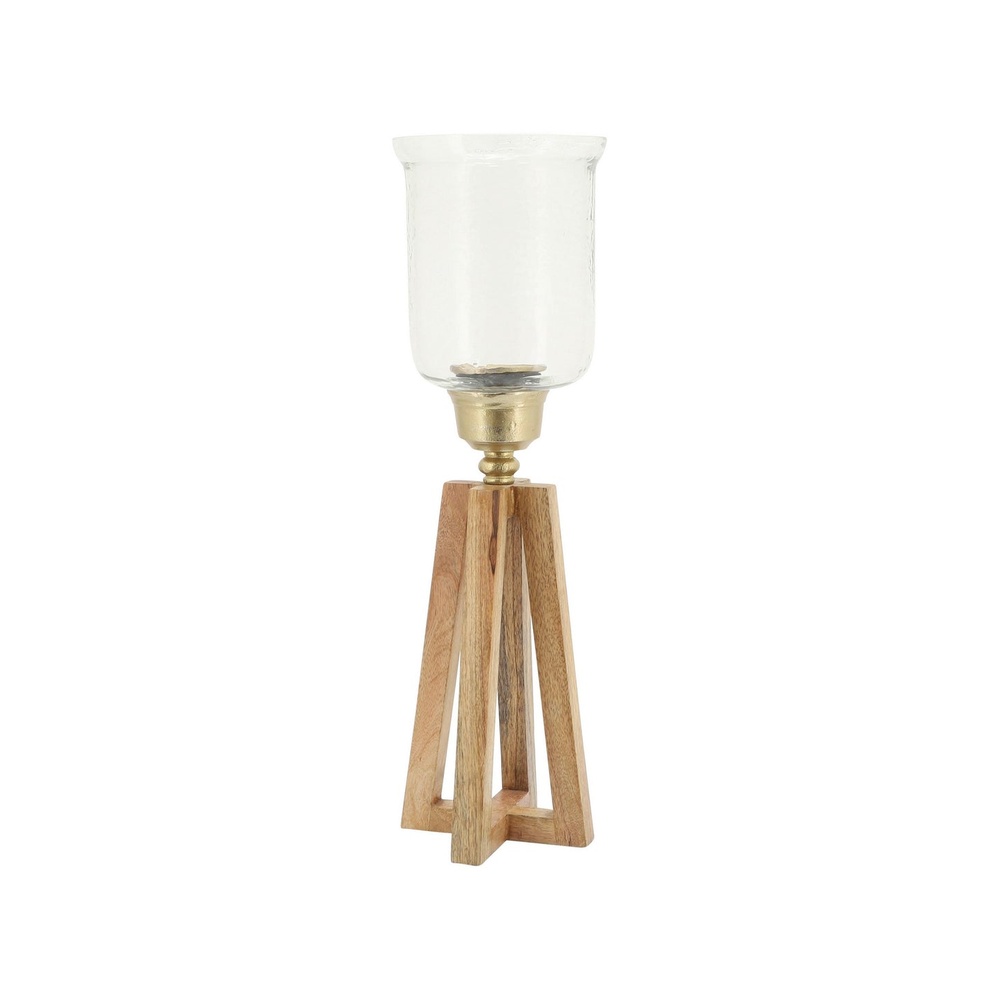 26 Inch Classic Candle Holder Angled Wood Base Matte Tumbler Natural