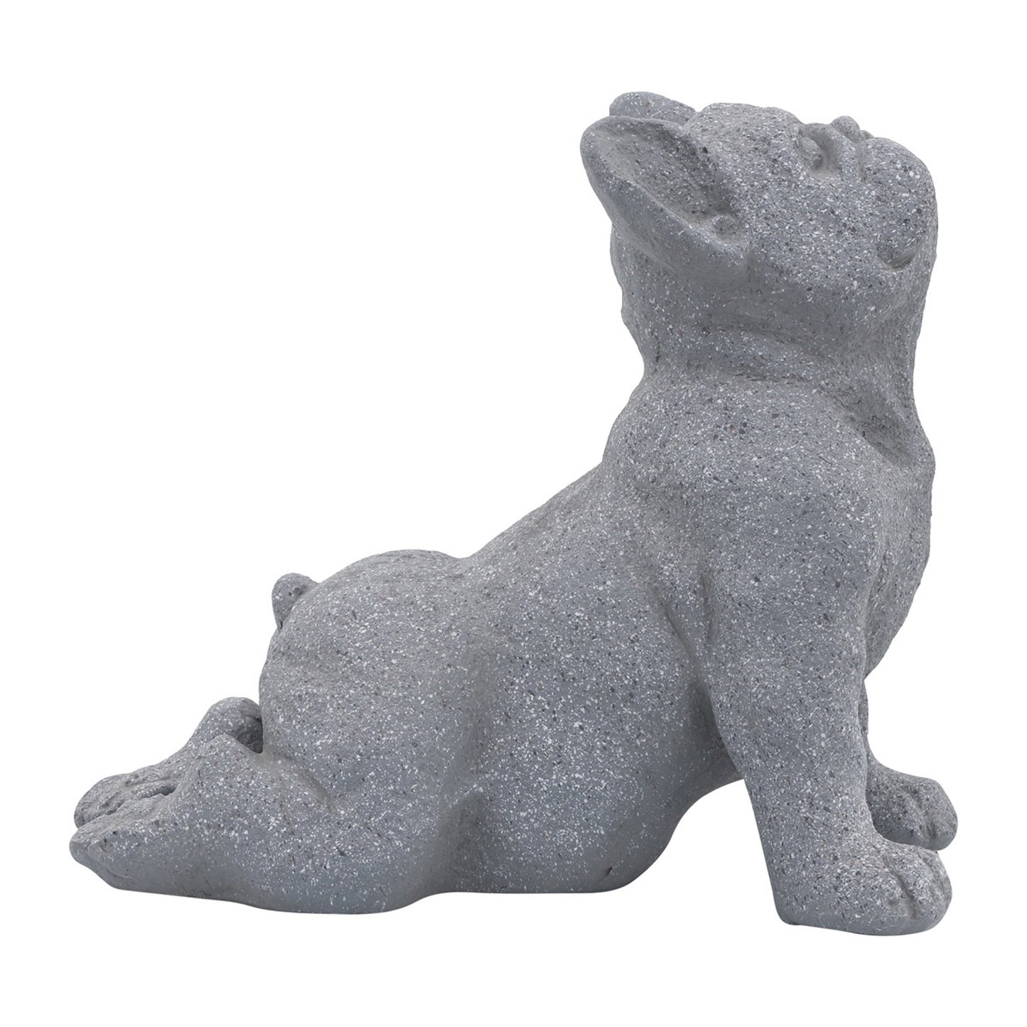 Liam 12 Inch Resin Accent Decor Happy Upward Facing Stretching Dog Gray