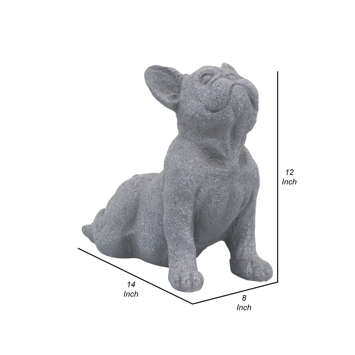 Liam 12 Inch Resin Accent Decor Happy Upward Facing Stretching Dog Gray