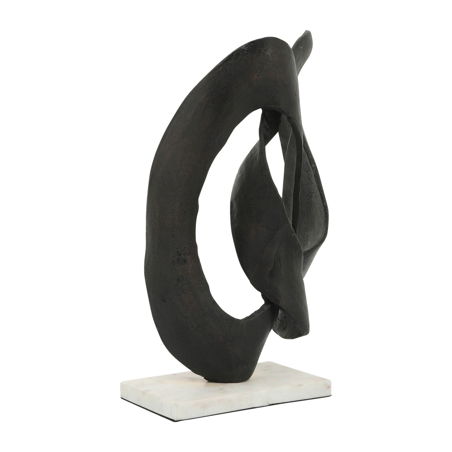 15 Inch Contemporary Metal Tabletop Decoration Marble Base Black White