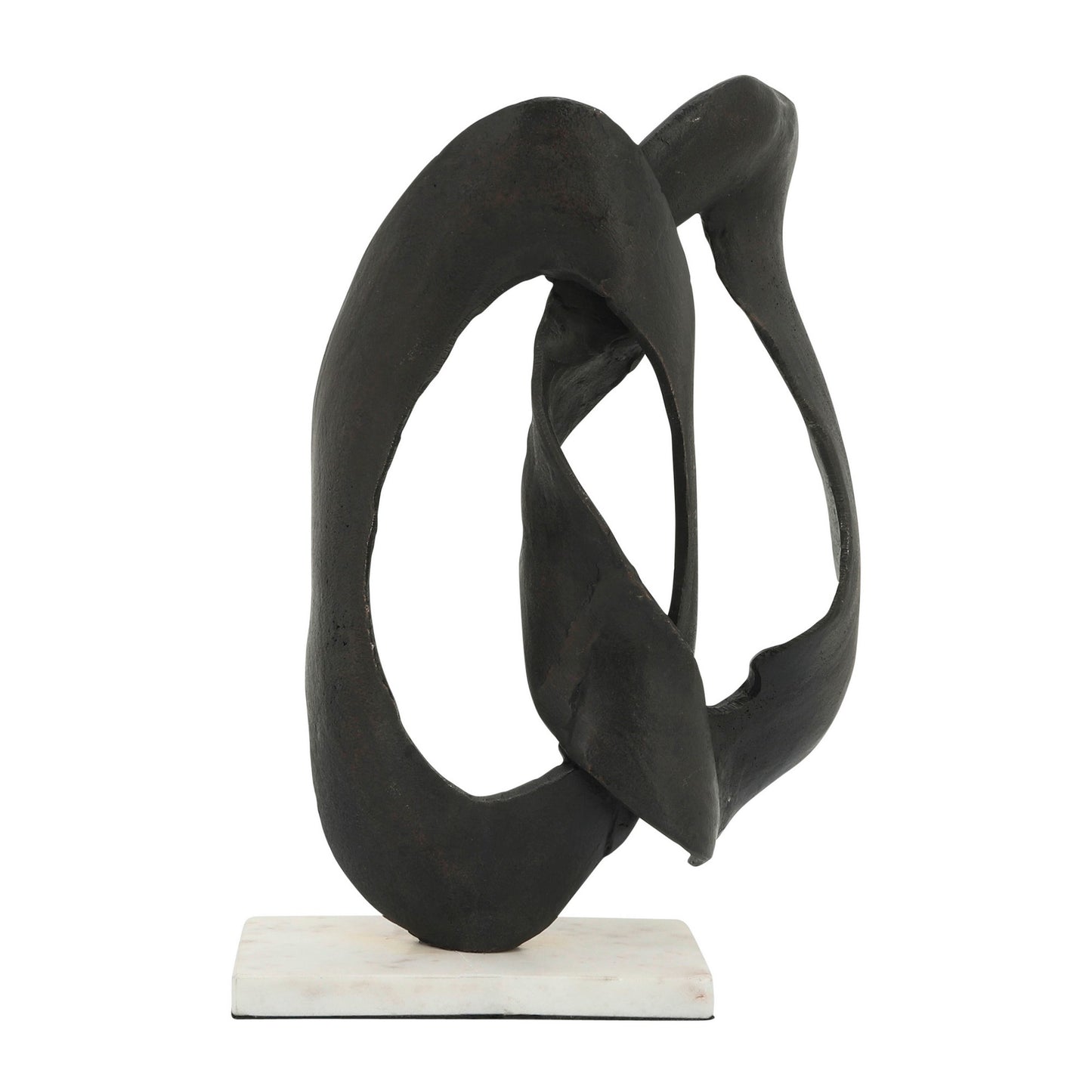 15 Inch Contemporary Metal Tabletop Decoration Marble Base Black White