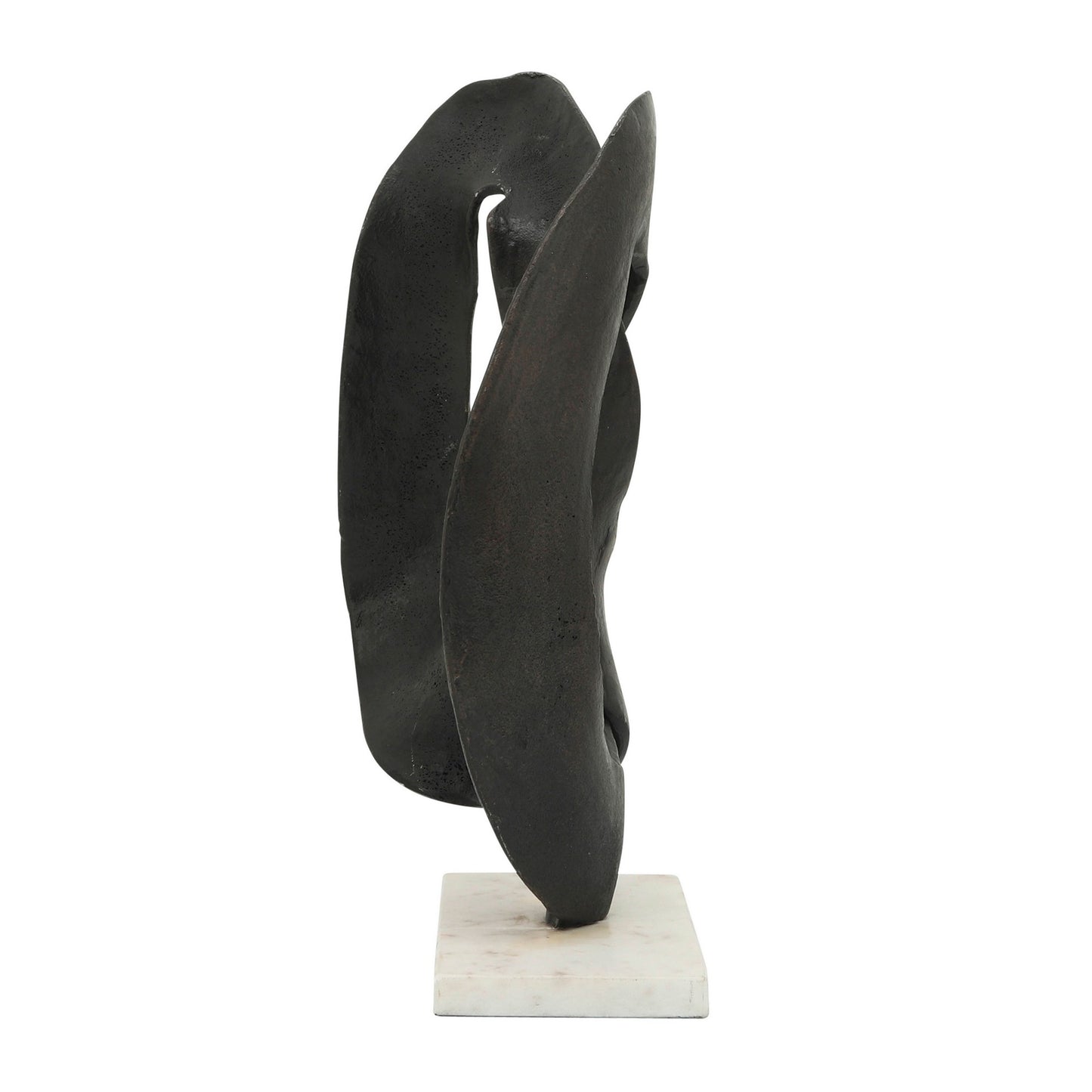 15 Inch Contemporary Metal Tabletop Decoration Marble Base Black White