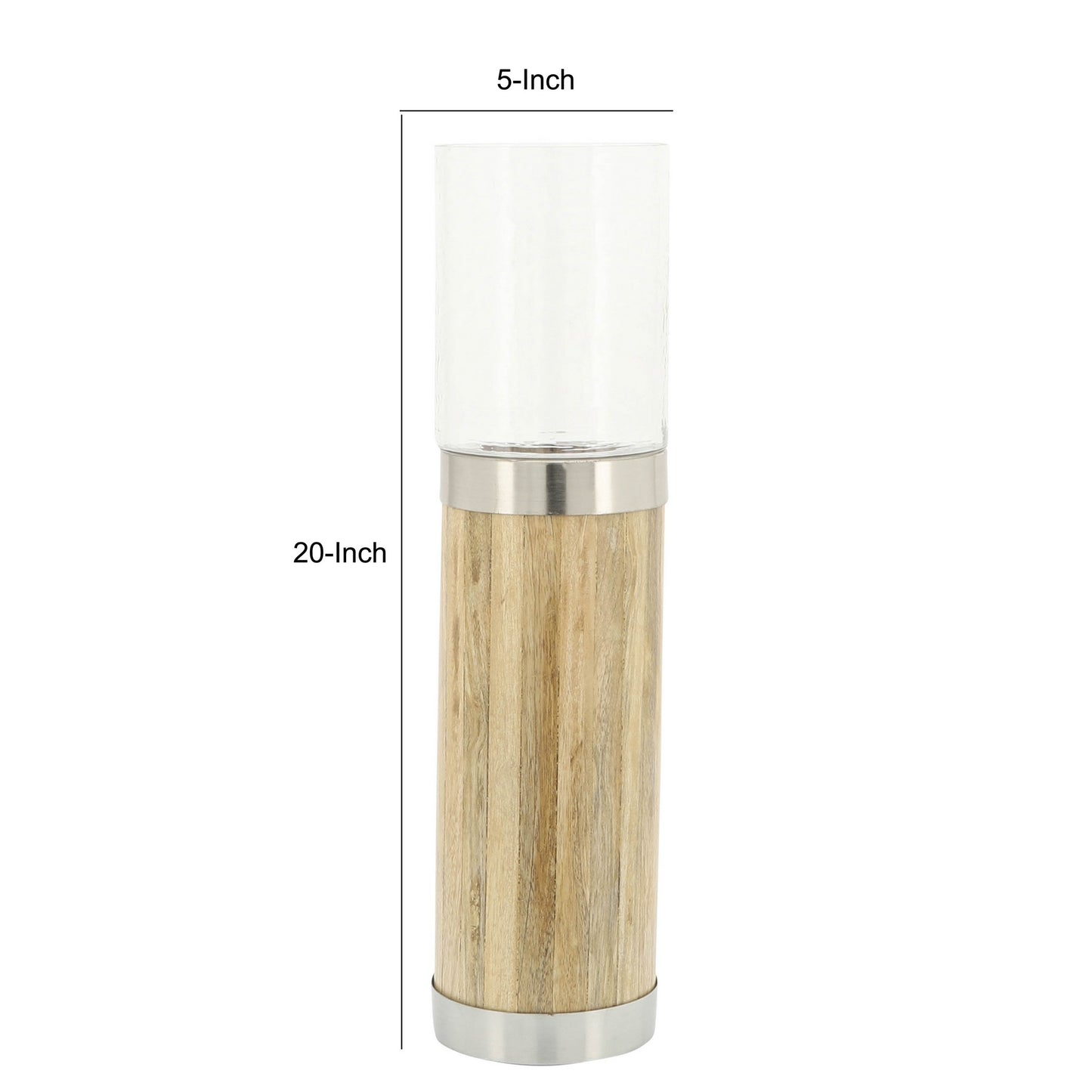 Gia 20 Inch Classic Candle Holder Cylindrical Glass Tumbler Natural