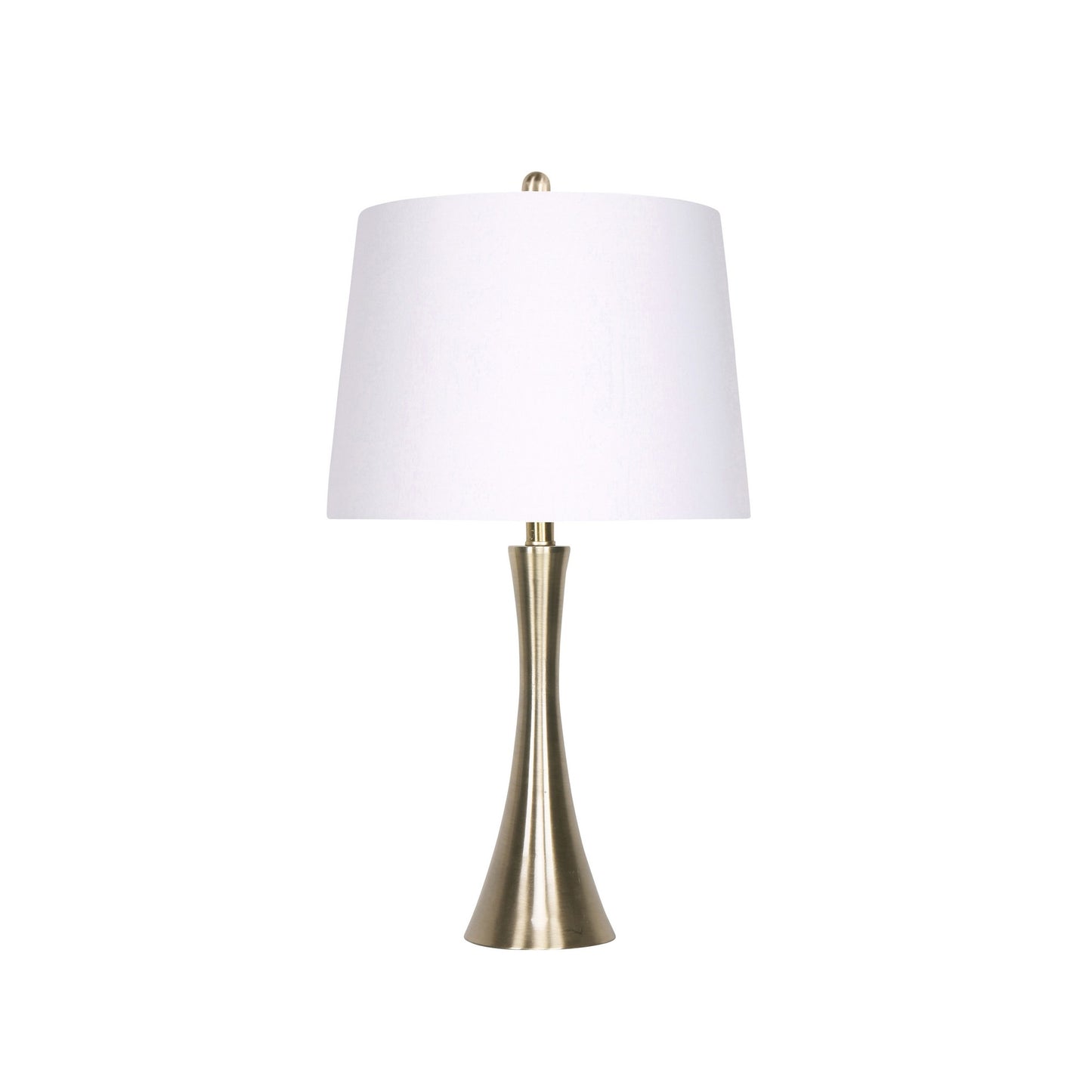 25 Inch Modern Slim Top Table Lamps Set of 2 Crisp White Shades Brass
