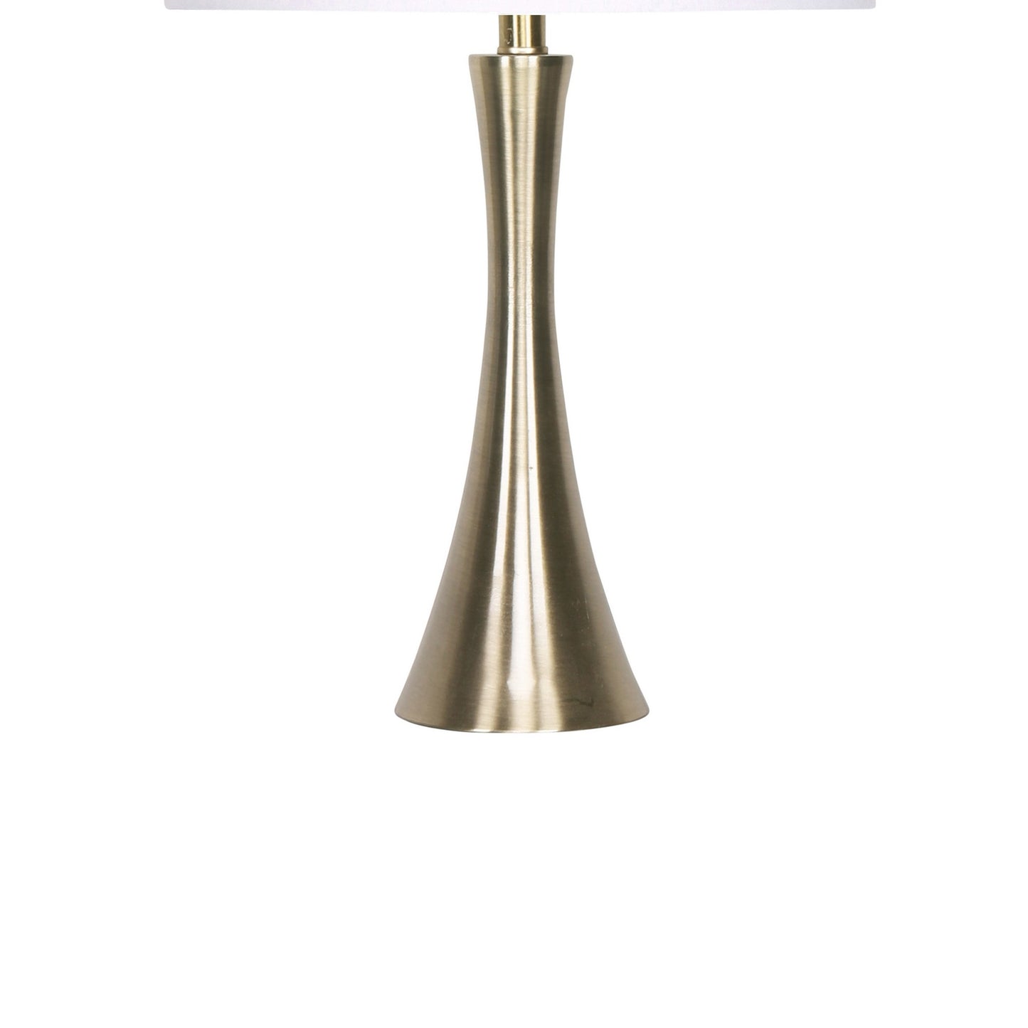 25 Inch Modern Slim Top Table Lamps Set of 2 Crisp White Shades Brass