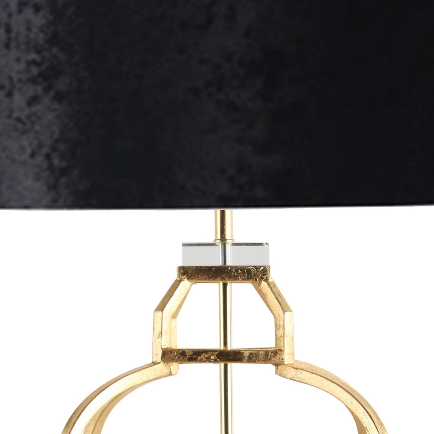 29 Inch Modern Metal Table Lamp Set of 2 Leaf Accent Gold and Black