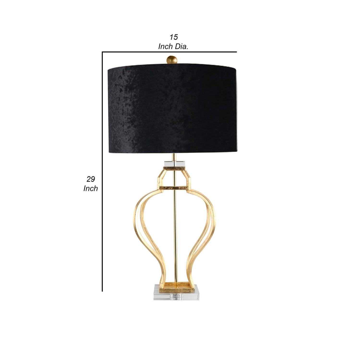 29 Inch Modern Metal Table Lamp Set of 2 Leaf Accent Gold and Black