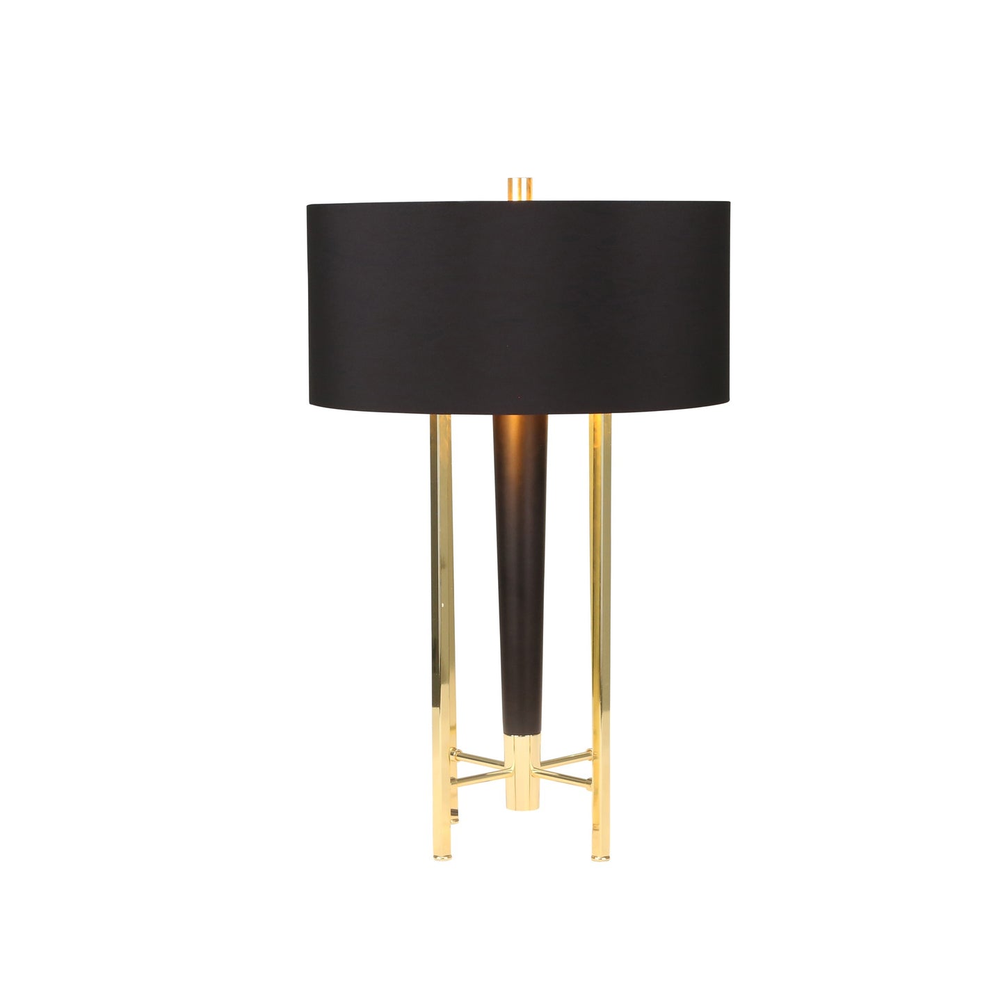 28 Inch Contemporary Metal Table Lamp with Four Accented Legs Black Gold