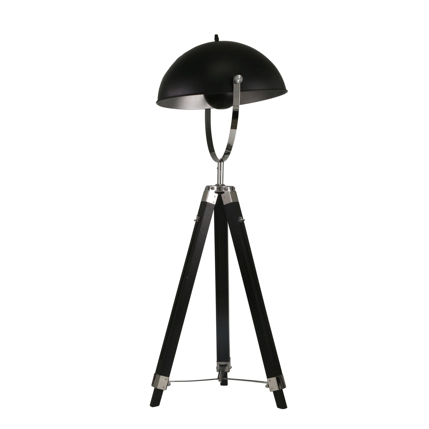 65 Inch Wood Modern Spotlight Floor Lamp With Tripod Metal Frame Black