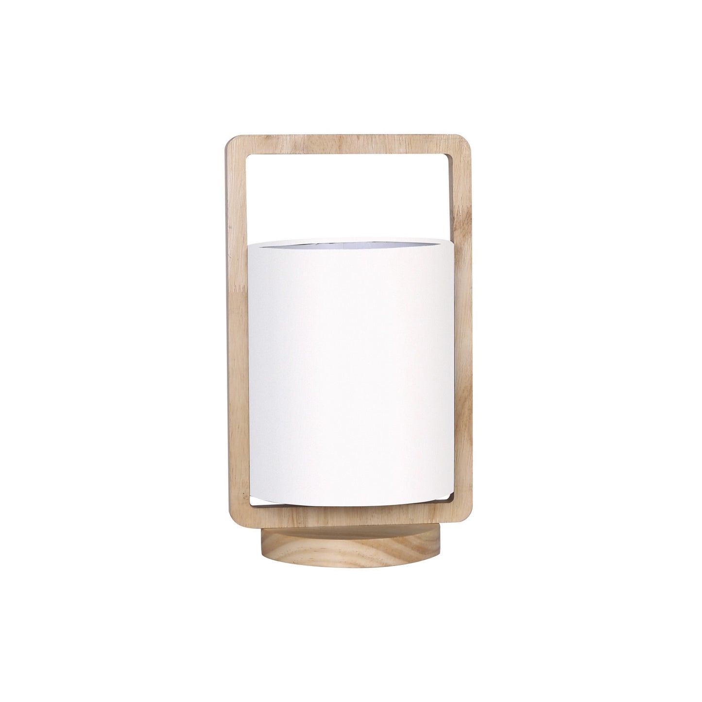 21 Inch Modern Wood Cylinder Table Lamps Polyresin Set of 2 White Brown