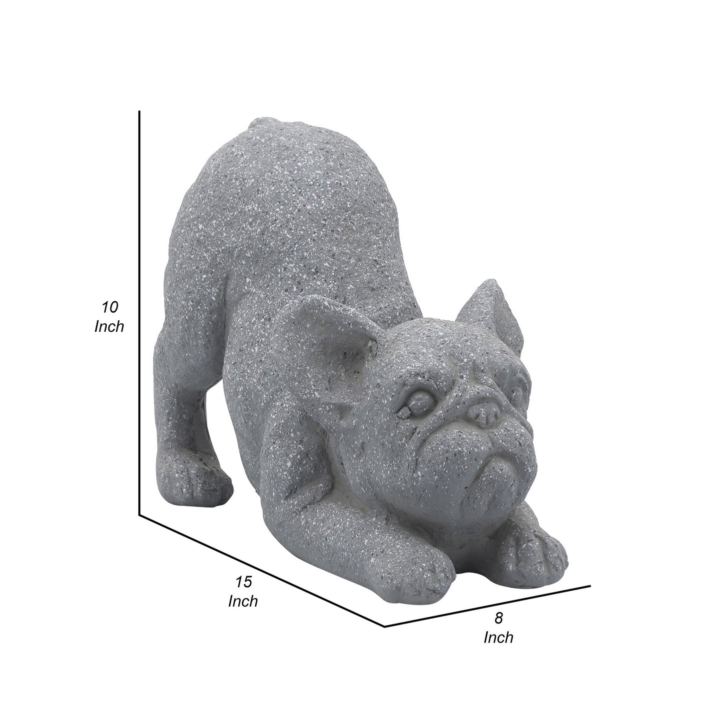 15 Inch Modern Resin Accent Decoration Downward Stretching Bulldog Gray
