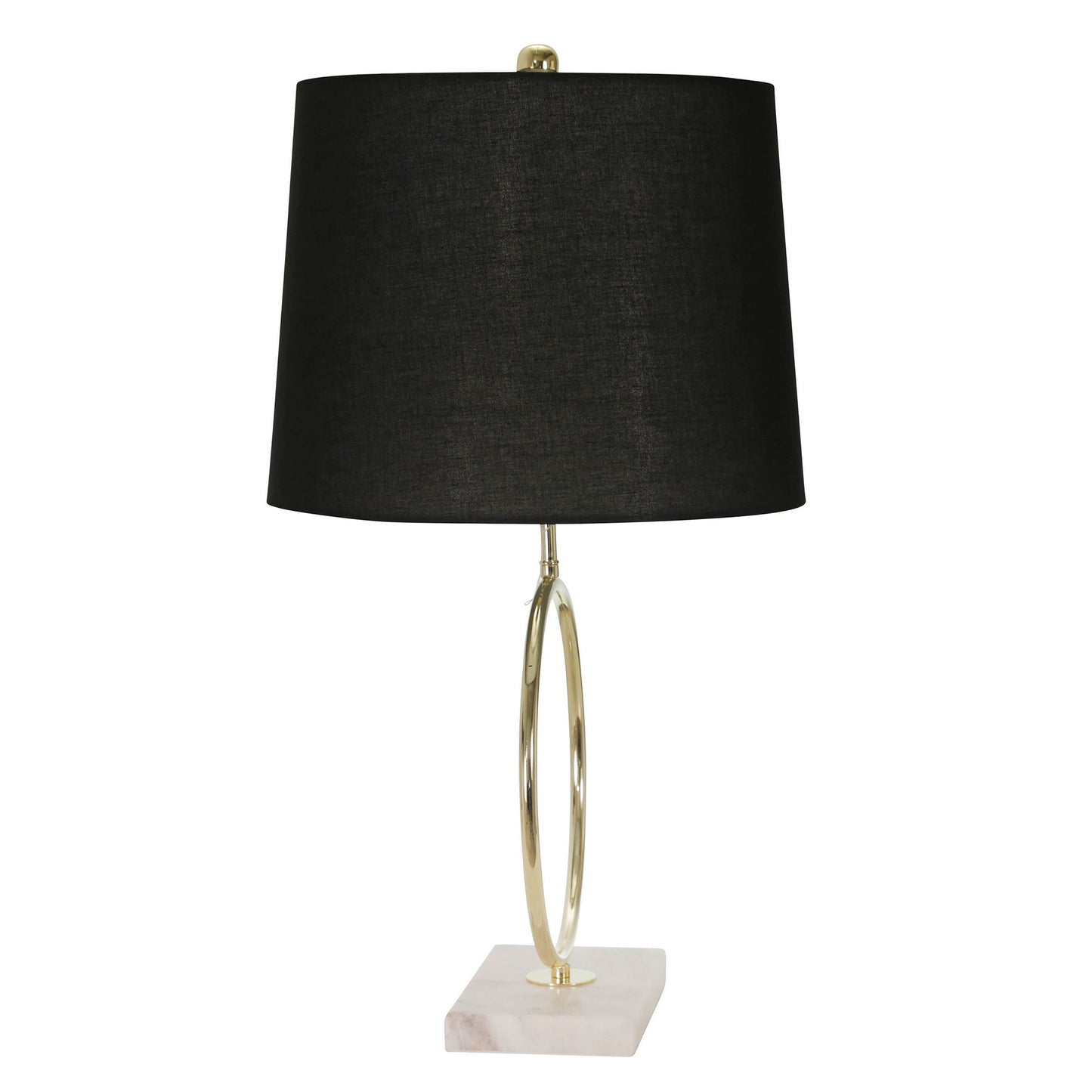 28 Inch Modern Metal Ring Table Lamp with Marble Base White Gold Black