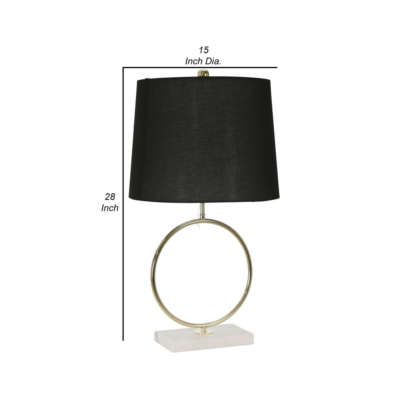 28 Inch Modern Metal Ring Table Lamp with Marble Base White Gold Black
