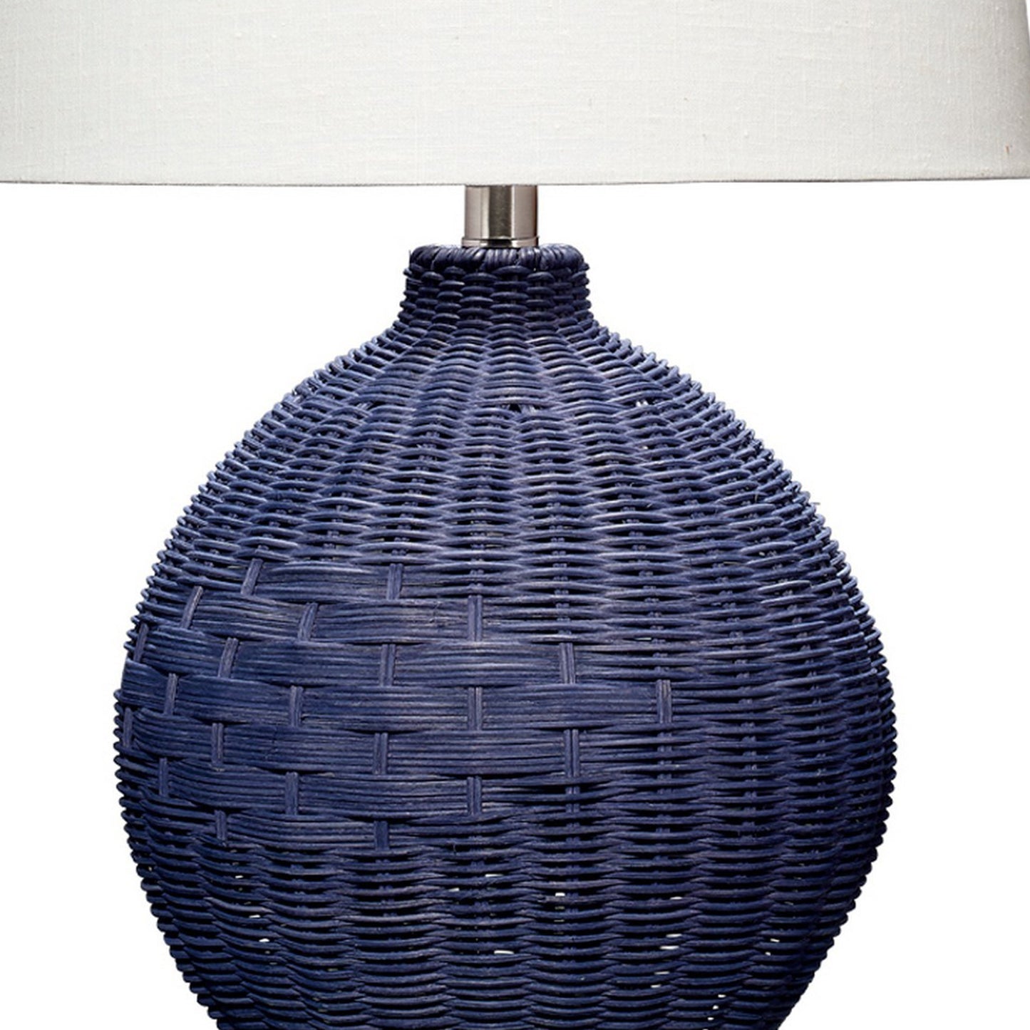 Cape 22 Inch Contemporary Table Lamp Hand Woven Rattan Linen Shade Blue