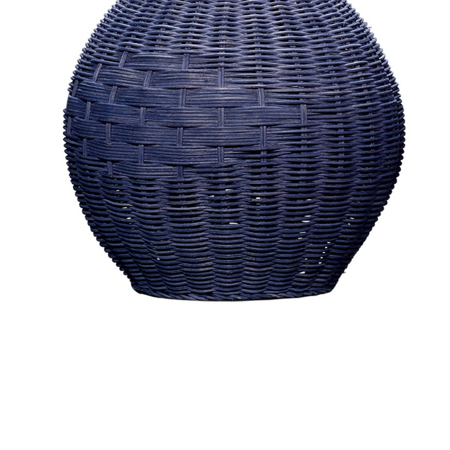 Cape 22 Inch Contemporary Table Lamp Hand Woven Rattan Linen Shade Blue