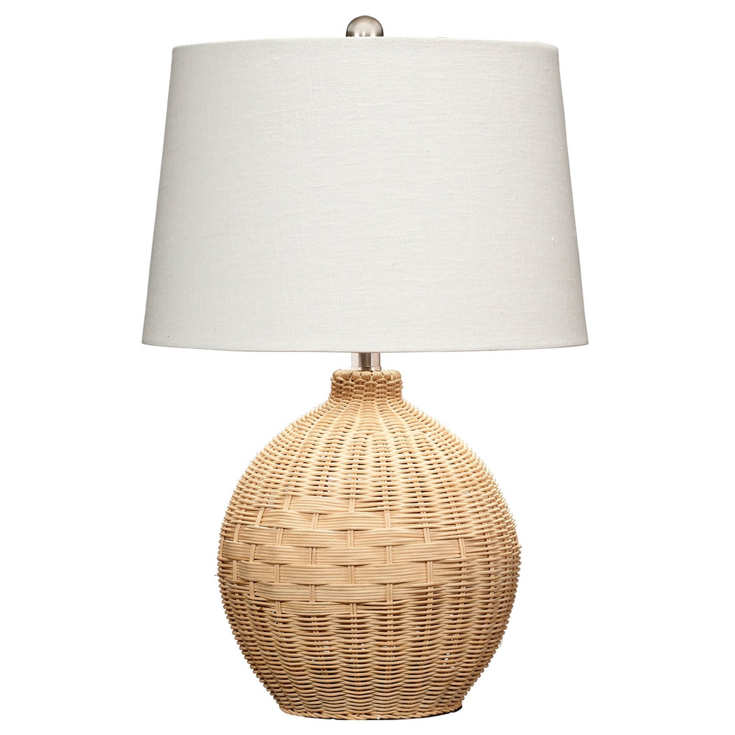 Cape 22 Inch Contemporary Rattan Table Lamp Hand Woven Linen Shade Brown