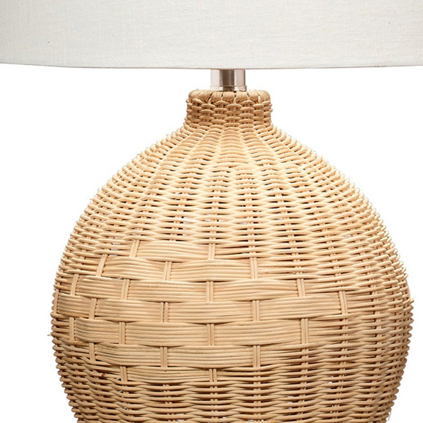 Cape 22 Inch Contemporary Rattan Table Lamp Hand Woven Linen Shade Brown