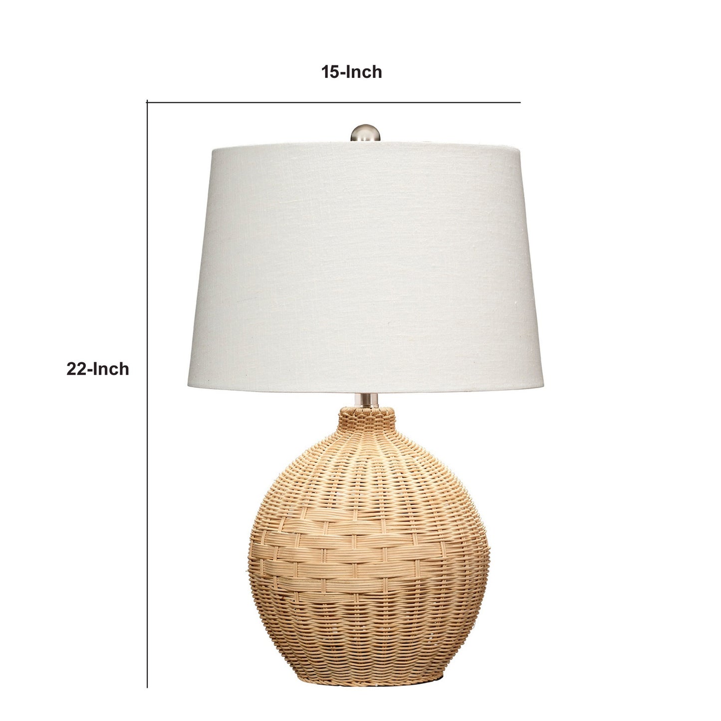 Cape 22 Inch Contemporary Rattan Table Lamp Hand Woven Linen Shade Brown