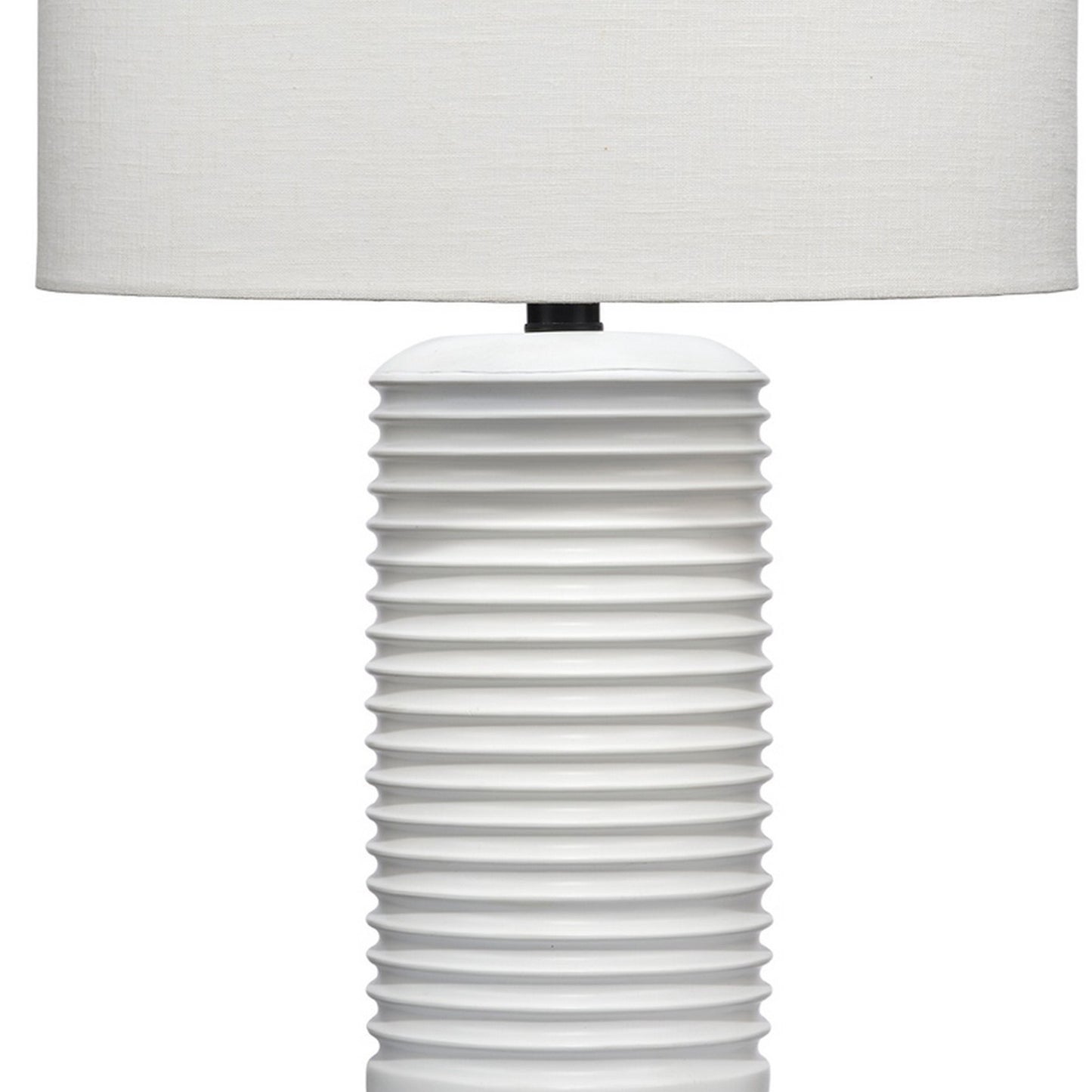 23 Inch Transitional Resin Furrowed Table Lamp Linen Shade White Black