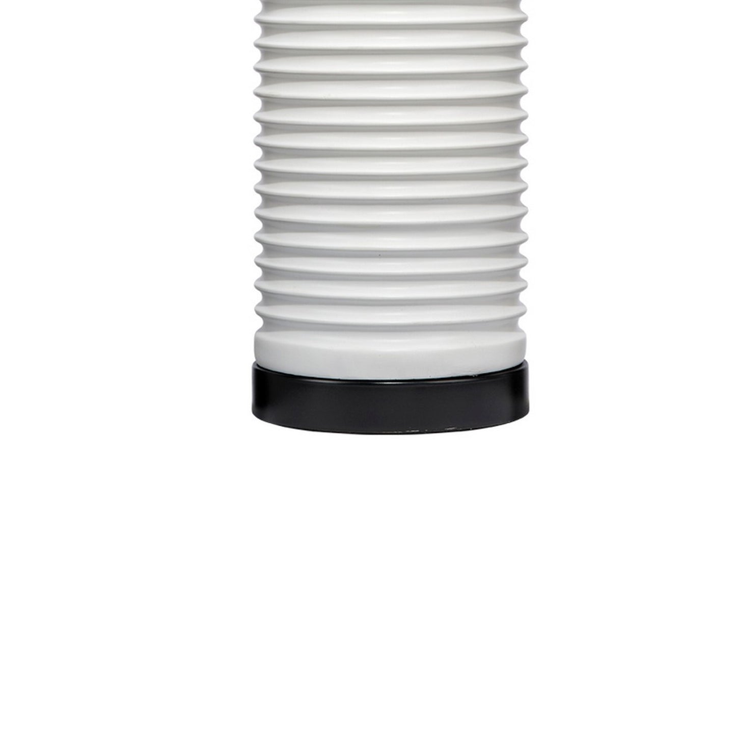 23 Inch Transitional Resin Furrowed Table Lamp Linen Shade White Black