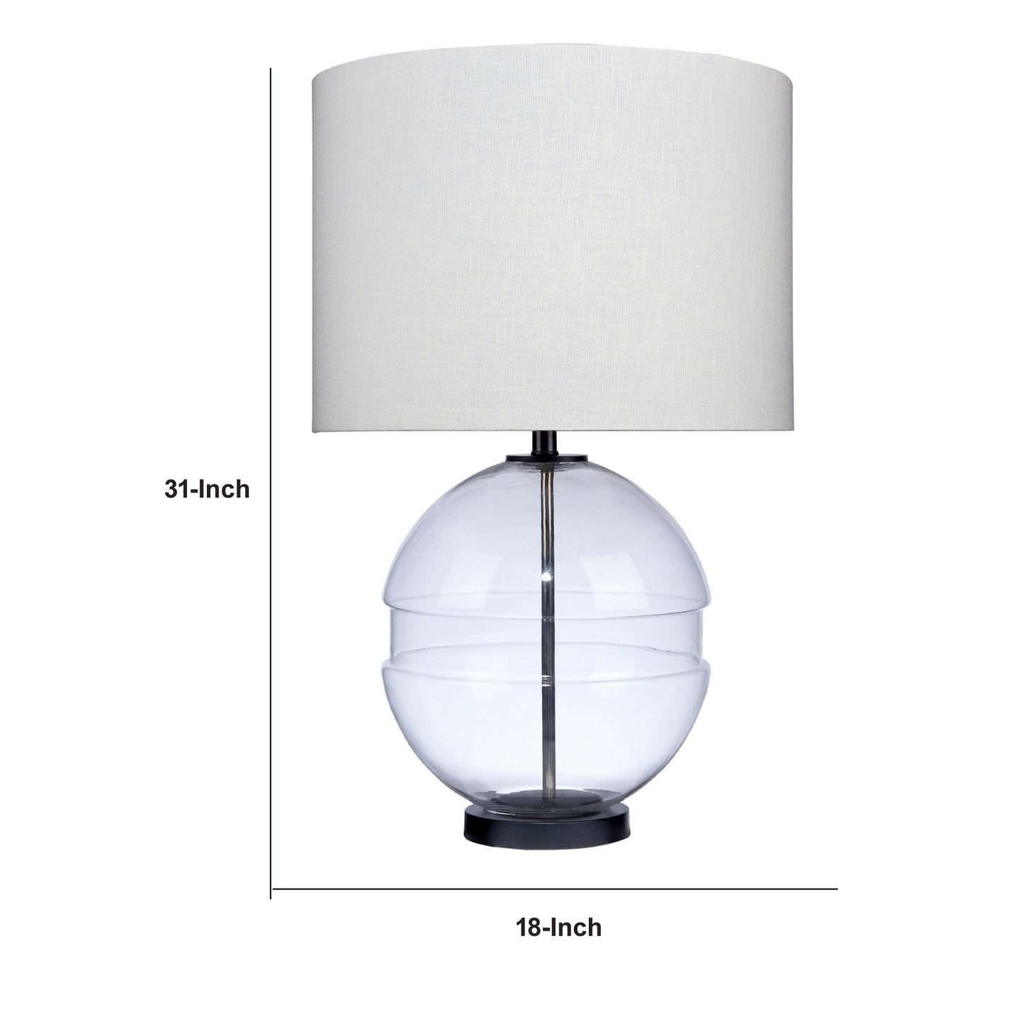 Satellite 31 Inch Table Lamp Linen Drum Shade Cylinder Finial Black