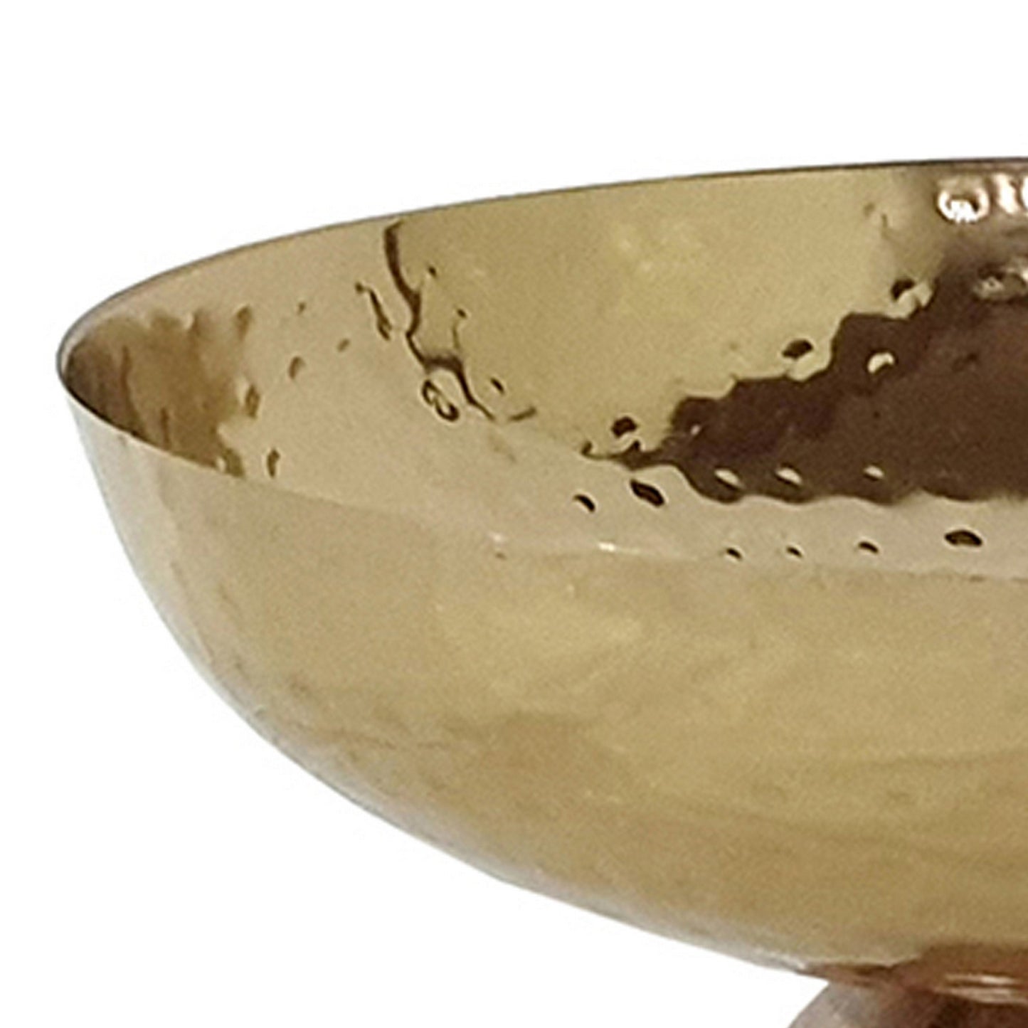Roe 10 Inch Medium Acacia Wood Table Bowl Steel Decorative Gold Brown