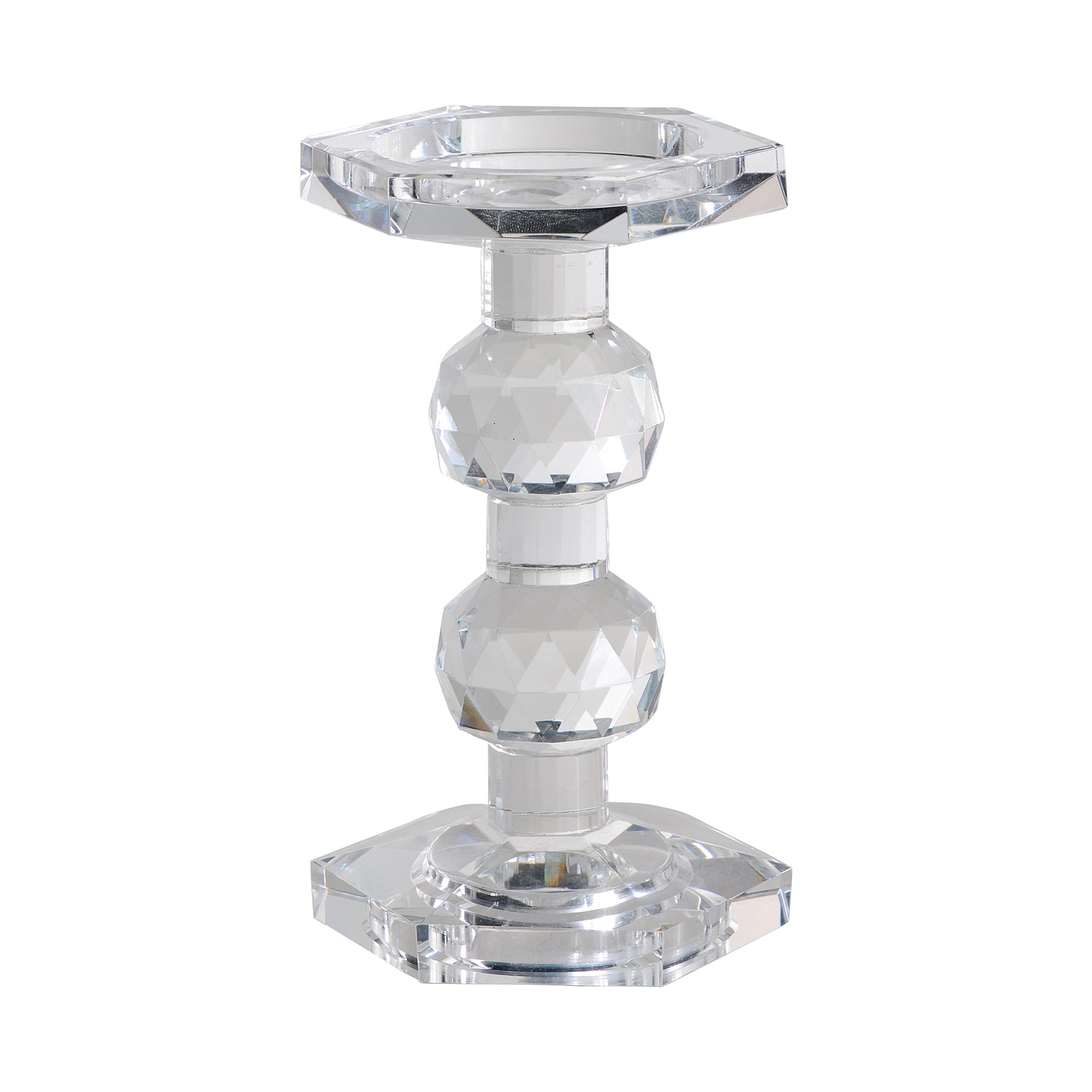 7 Inch Candle Holder Crystal Glass Solid Turned Pillar Clear