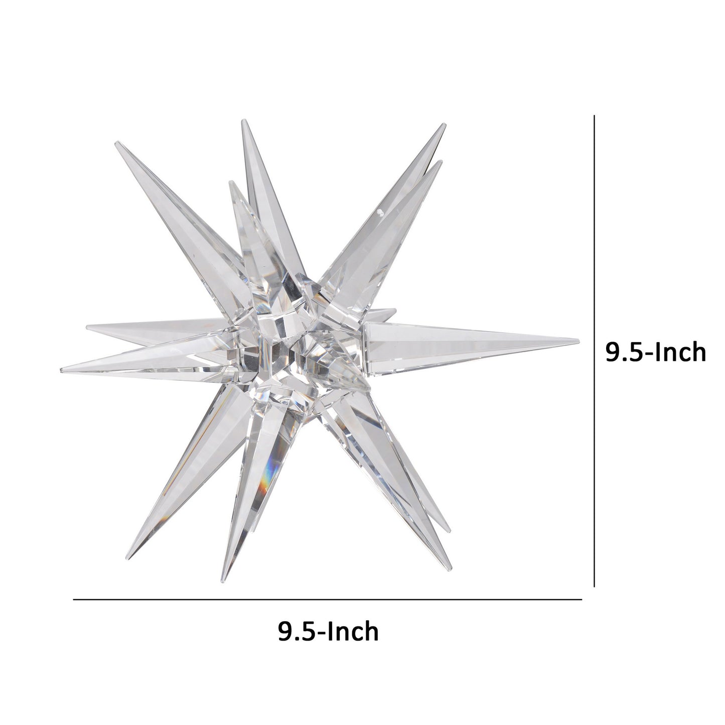 10 Inch Glass Star Accent Decor For Tabletop Elegant Clear Crystalline