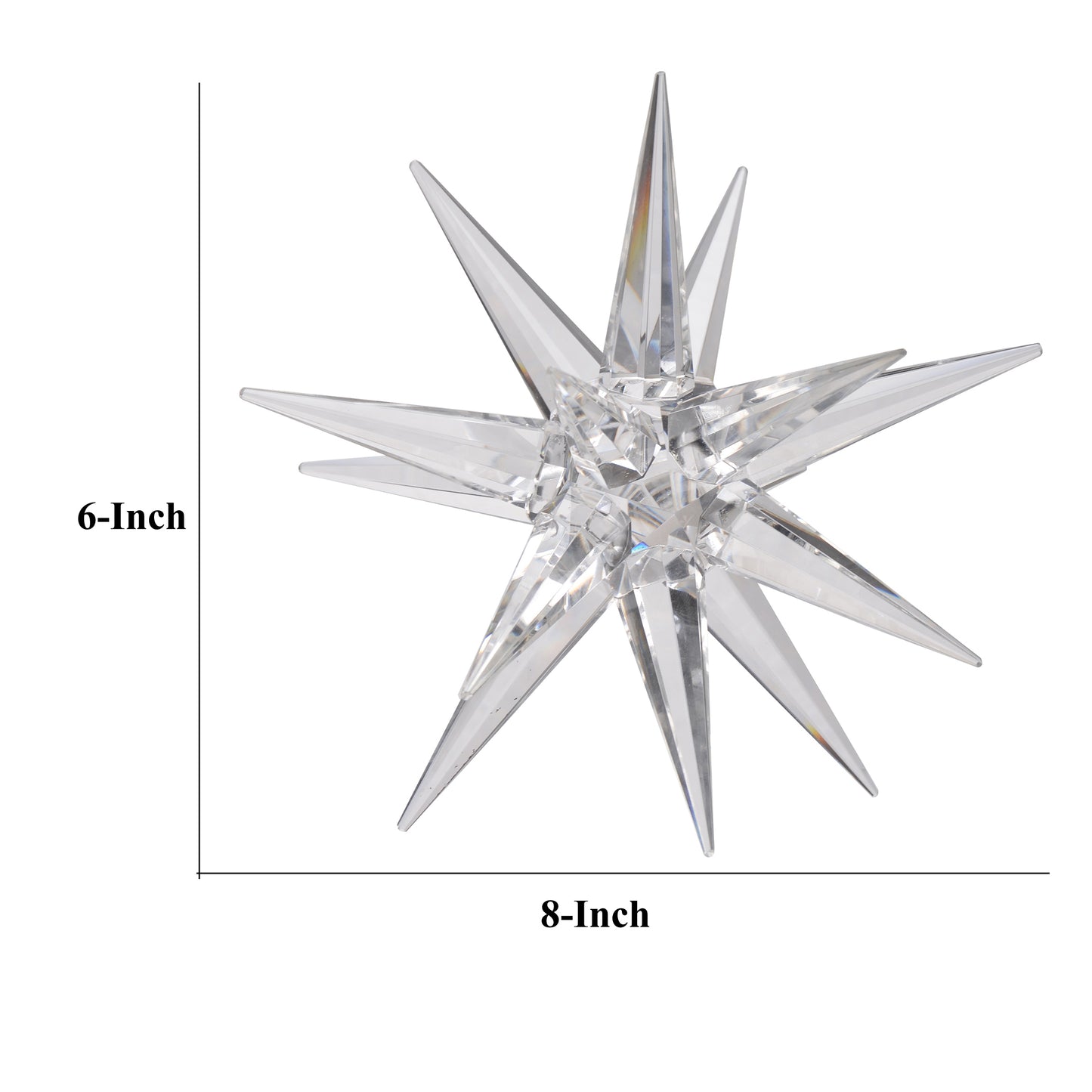 8 Inch Glass Star Accent Decor For Tabletop Elegant Clear Crystalline