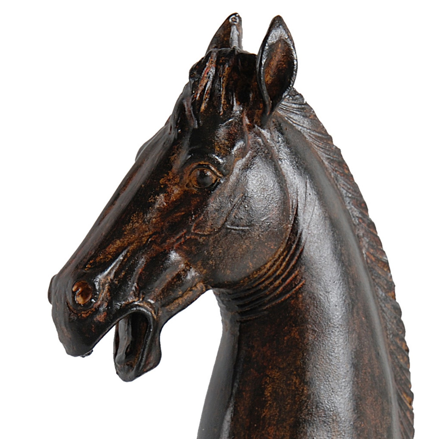 Don 11 Inch Horse Bust Statuette Tabletop Accent Decor Brown Resin Metal