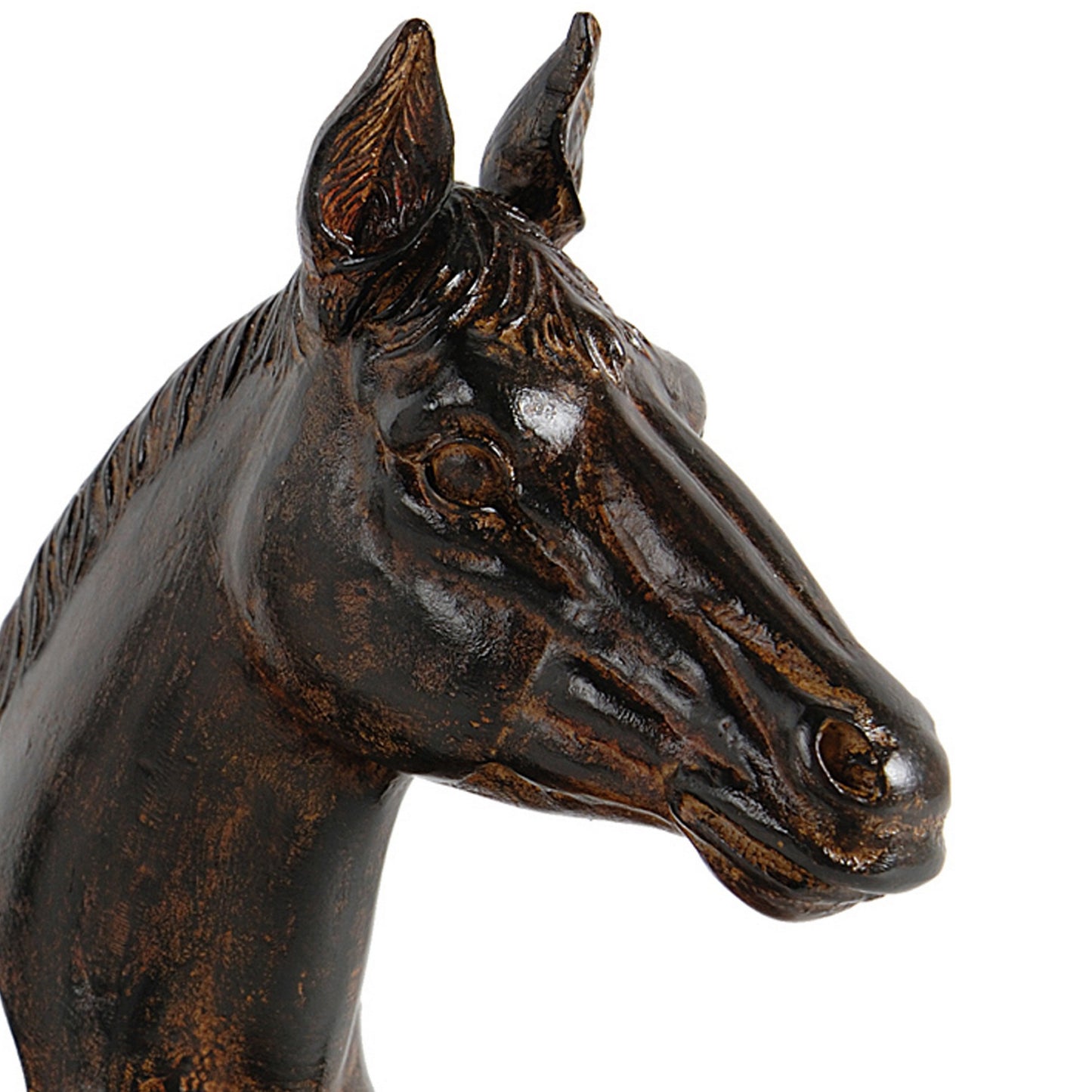 Ari Set of 2 Bookends, Elegant Realistic Horse Bust FIgurines, Dark Brown
