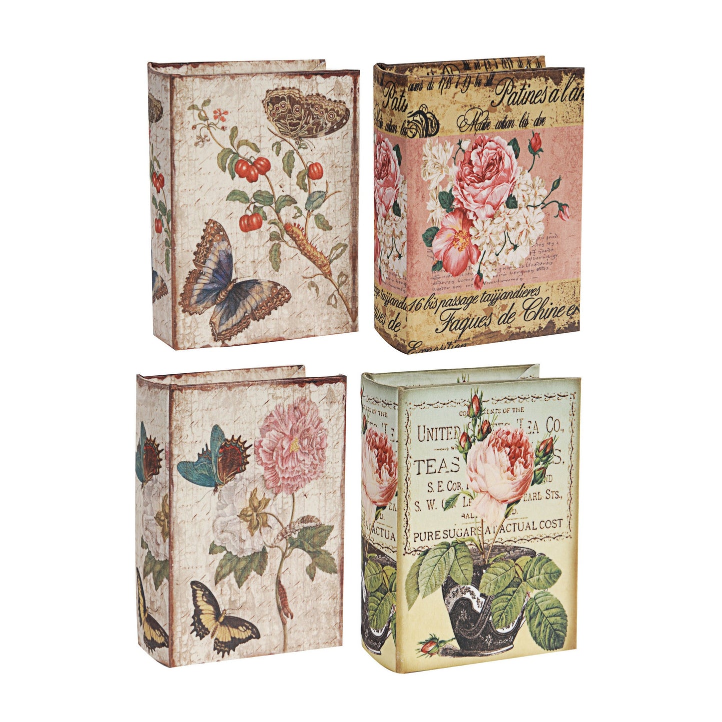 Anya Set of 4 Artisanal Boxes for Accessories Book Inspired Look Floral