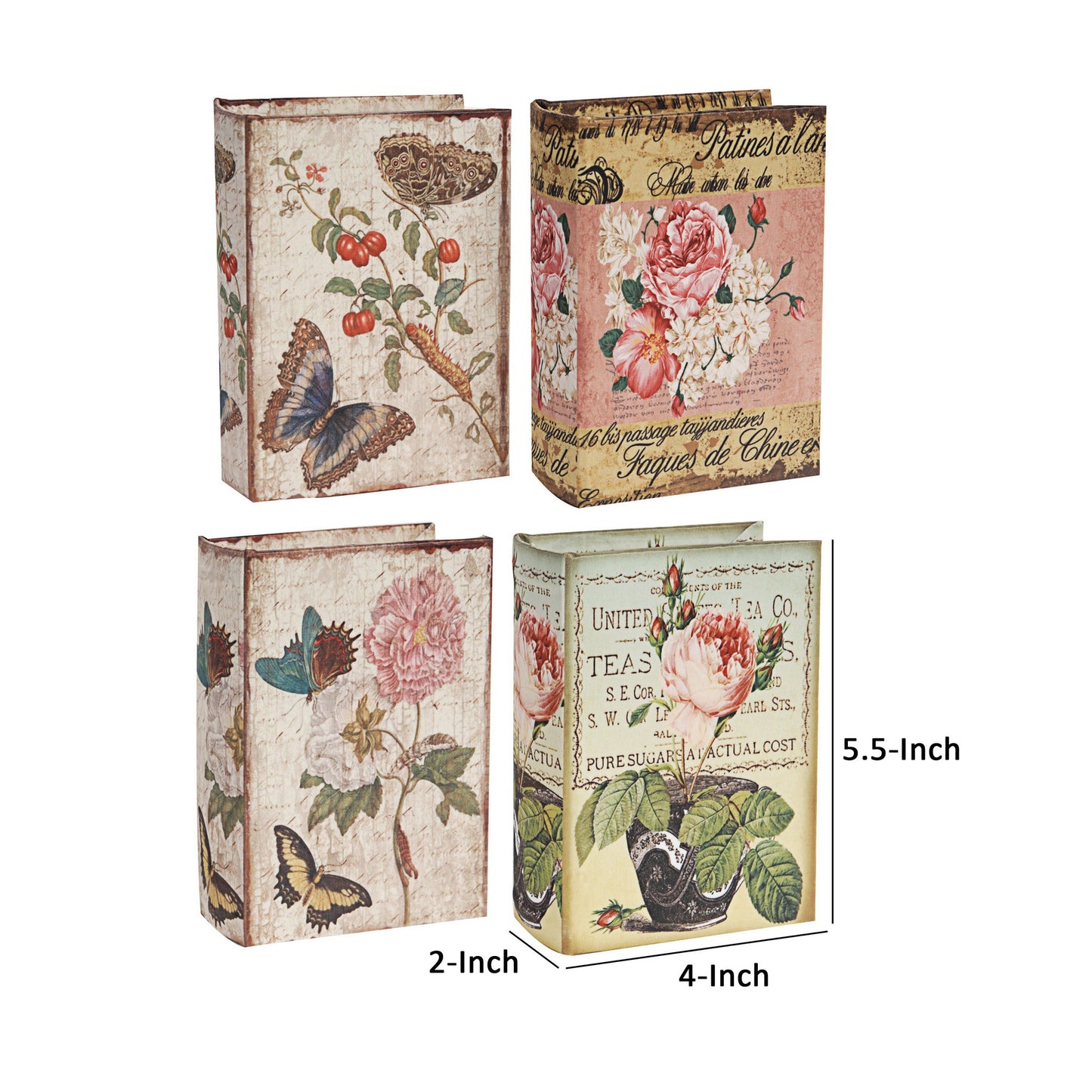 Anya Set of 4 Artisanal Boxes for Accessories Book Inspired Look Floral