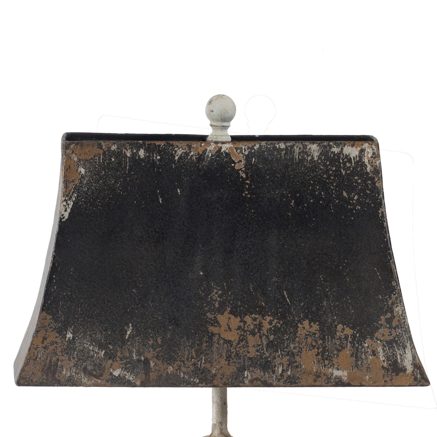 26 Inch Table Lamp with Carved Wood Frame Iron Antique Black Rustic White