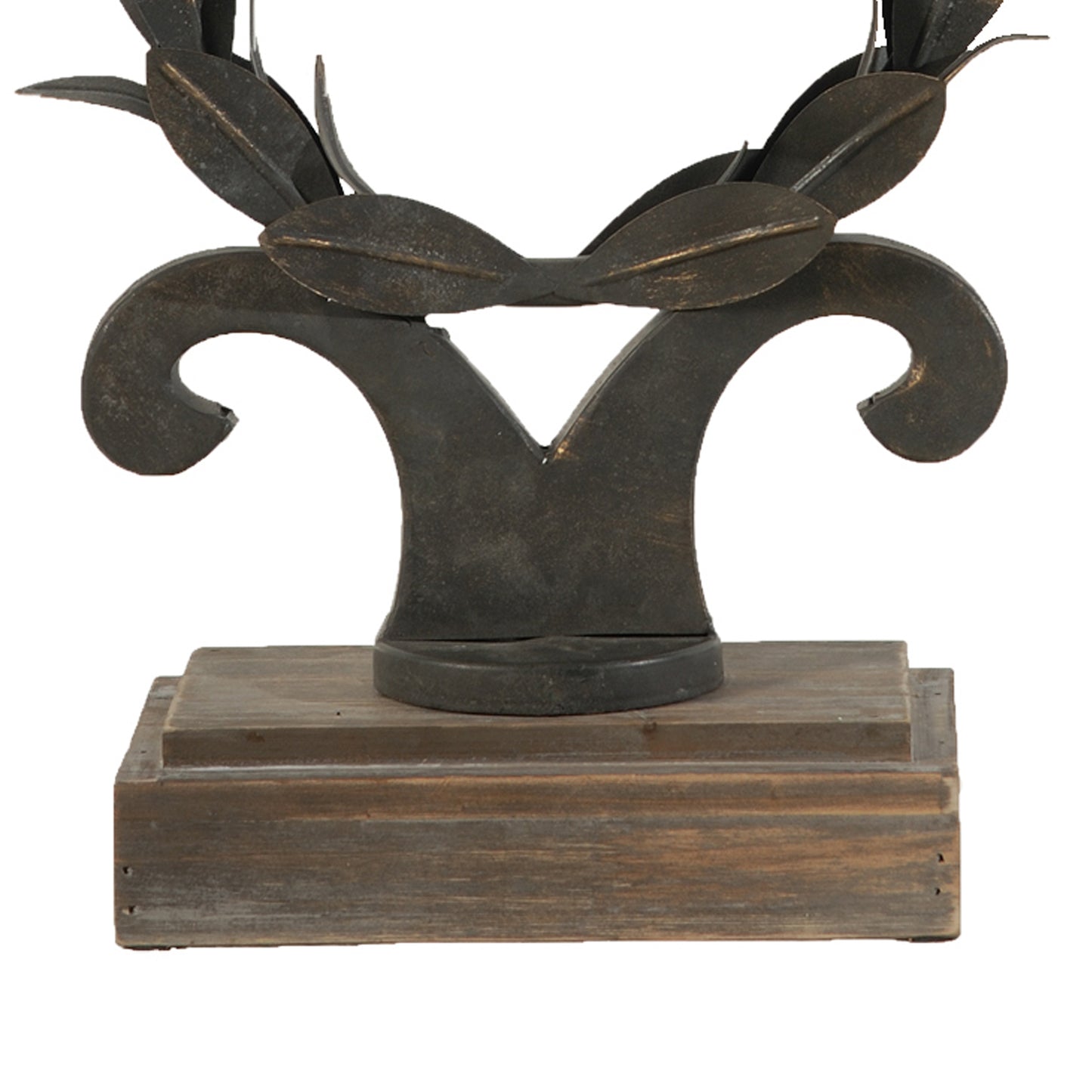 26 Inch Artisanal Table Lamp Laurel Wreath Iron Frame Off White Black