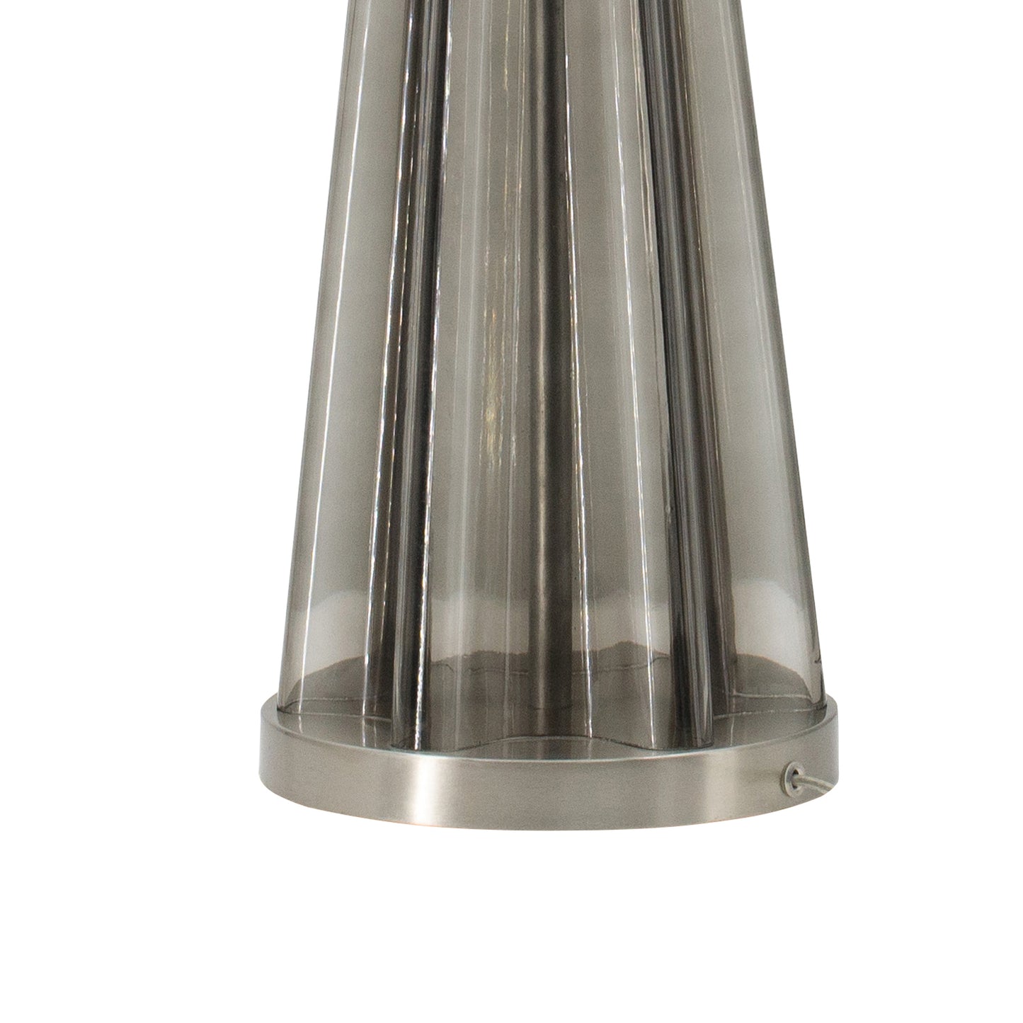 30 Inch Accent Table Lamp Fabric Shade Metal Glass Frame White Gray