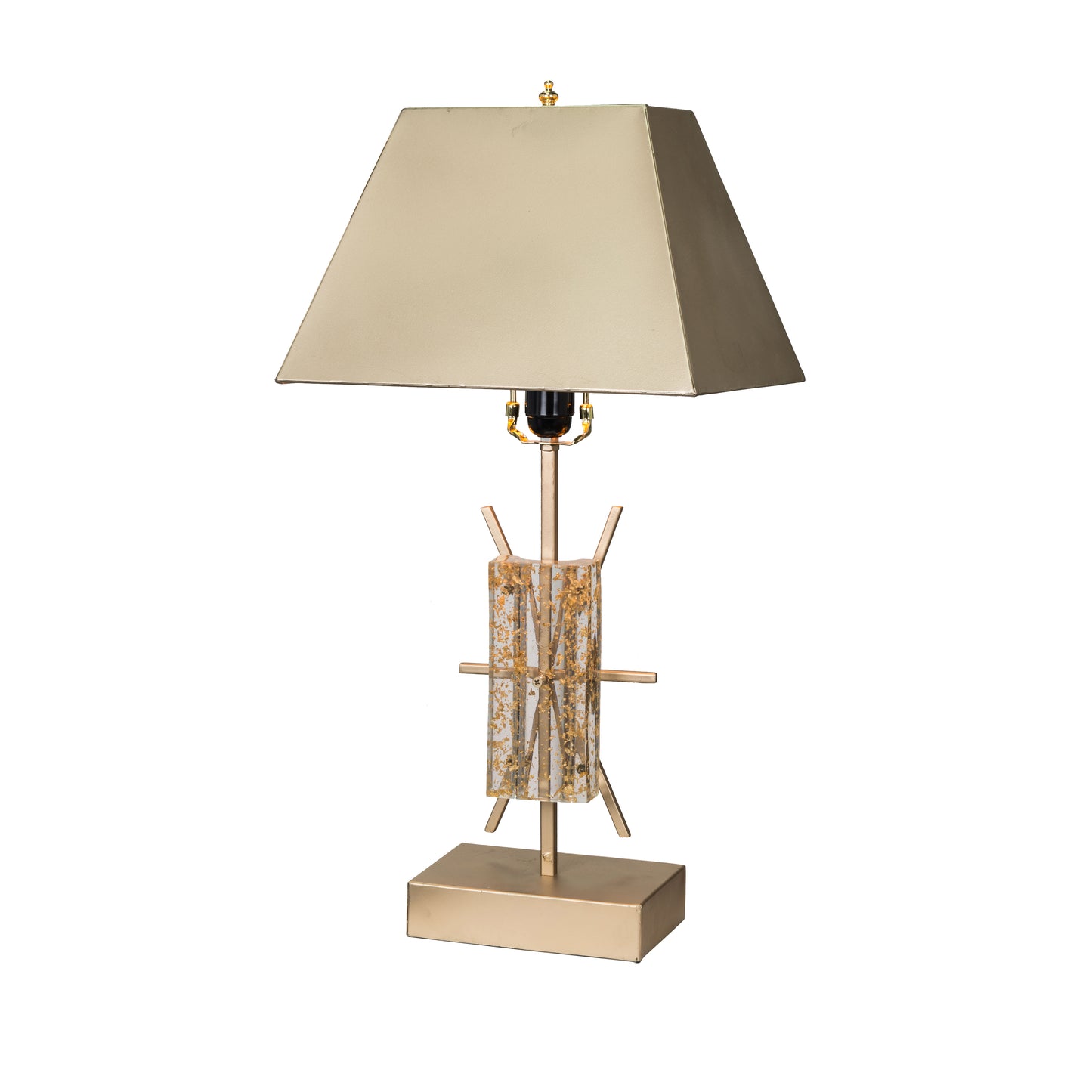 26 Inch Modern Accent Table Lamp Metal And Acrylic Frame Champagne Gold