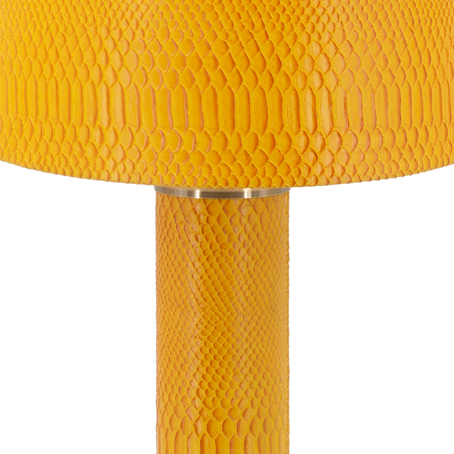 27 Inch Modern Table Lamp Vegan Faux Leather Iron Bright Orange Yellow