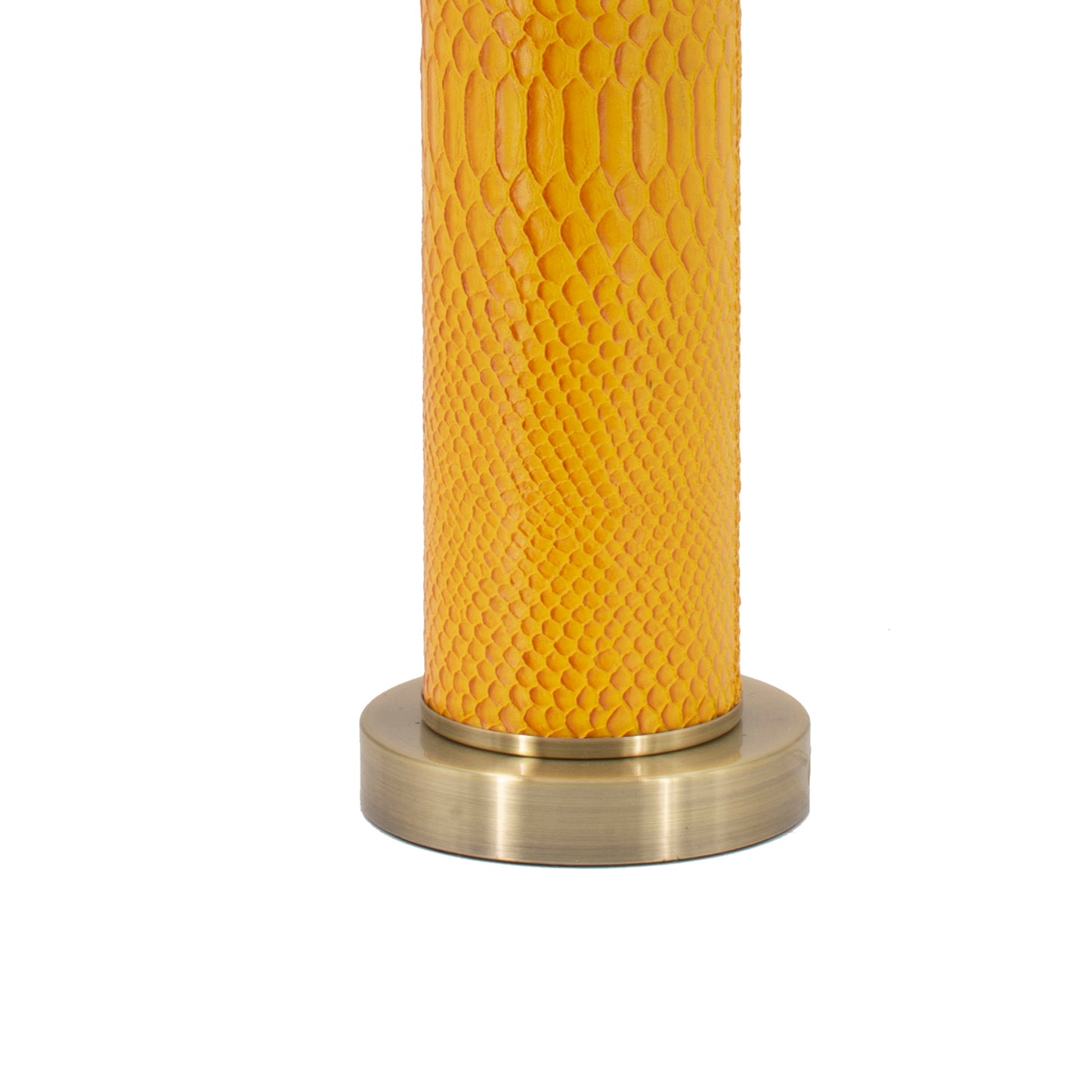 27 Inch Modern Table Lamp Vegan Faux Leather Iron Bright Orange Yellow