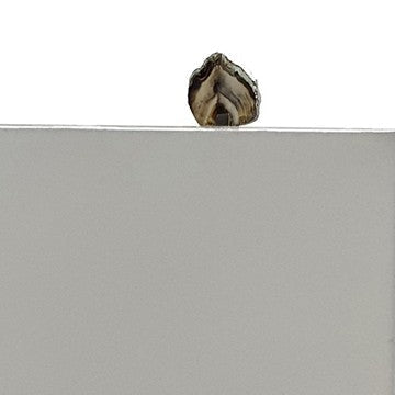 27 Inch Table Lamp Agate Accents Off White Rectangular Shade Chrome