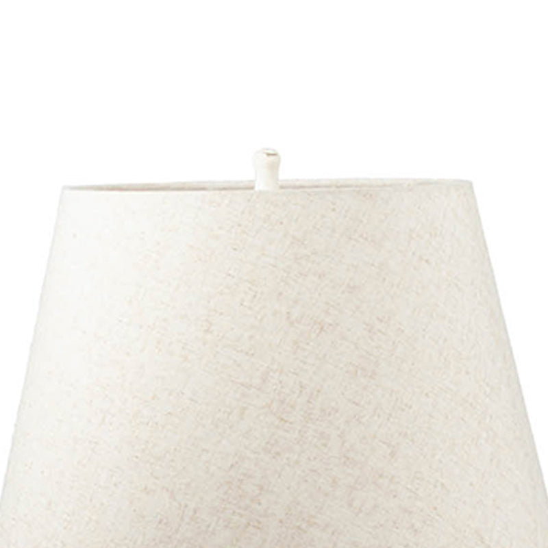 30 Inch Rustic Accent Table Lamp Carved Fir Wood Frame Antique White