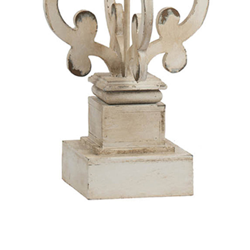 30 Inch Rustic Accent Table Lamp Carved Fir Wood Frame Antique White
