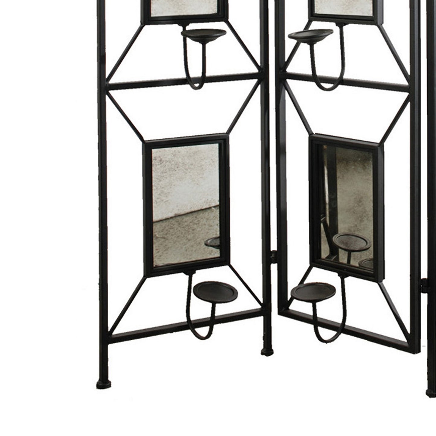 71 Inch Folding Screen Room Divider, Photo Frame Panels, Modern, Black