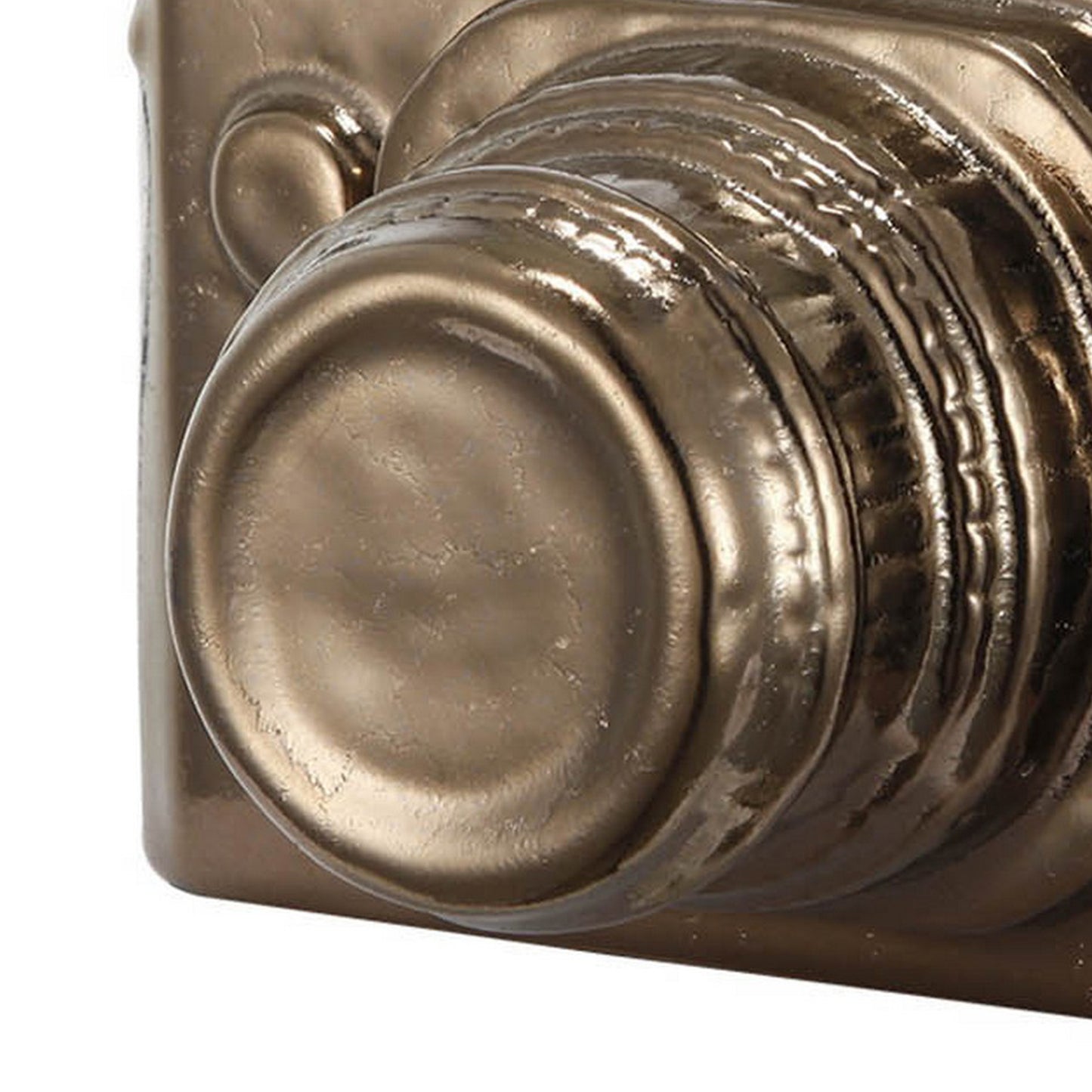 6 Inch Decorative Camera Table Top Accent Distressed Gold Finish Ceramic