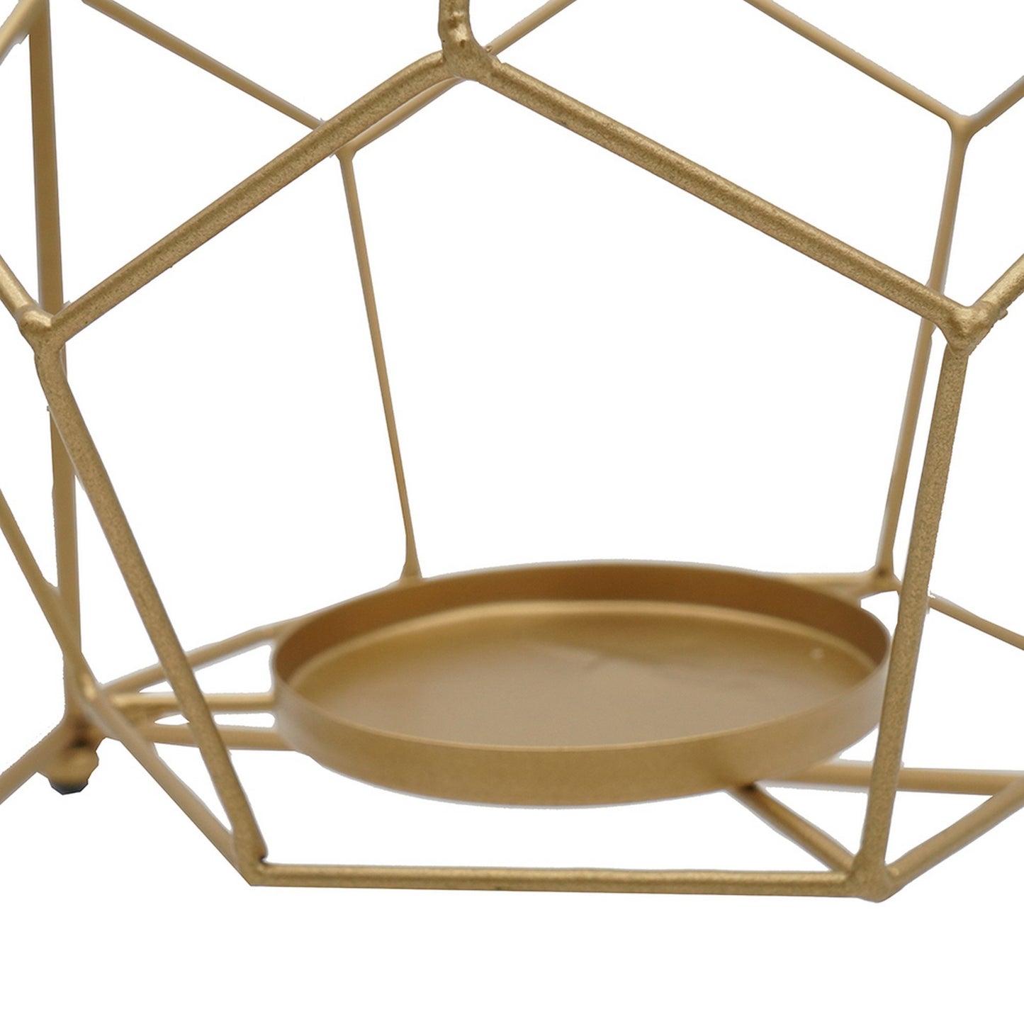 22 Inch Iron Candle Holder Modern Geometric Accent Hanging Design Gold
