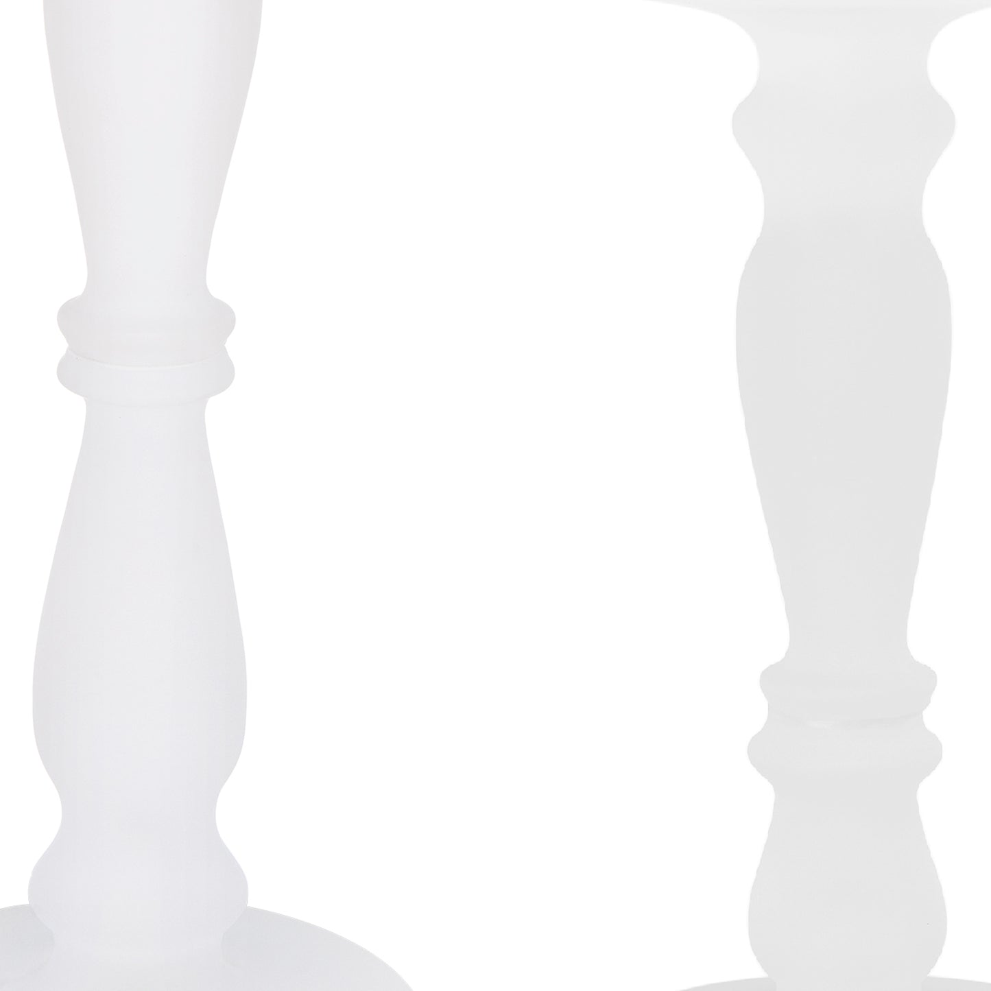Qui 14 11 Inch Candle Holders White Turned Pedestal Glass Set Of 2