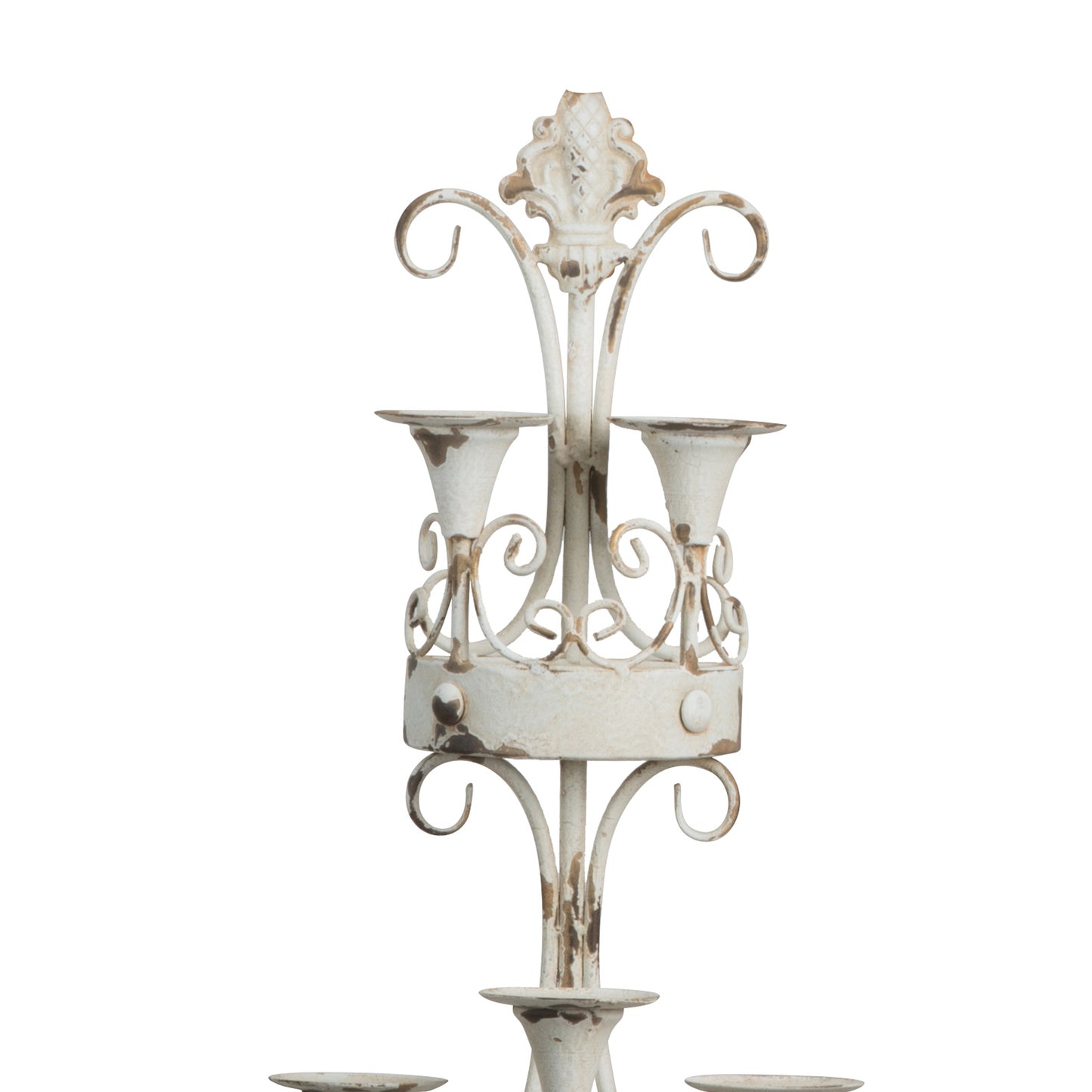 16 Inch Wall Mount Candle Holder Ornately Scrolled White Metal Finish