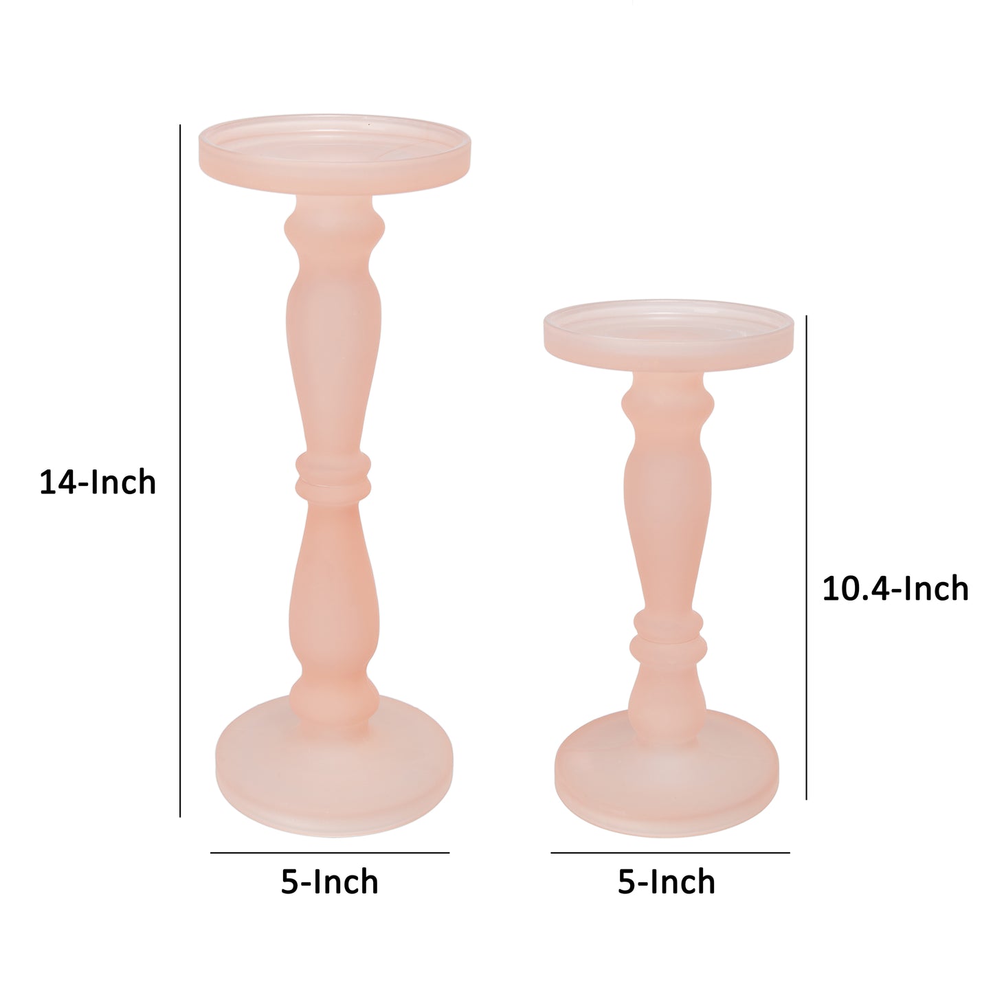 Qui 14 11 Inch Candle Holders Rose Pink Turned Pedestal Glass Set Of 2
