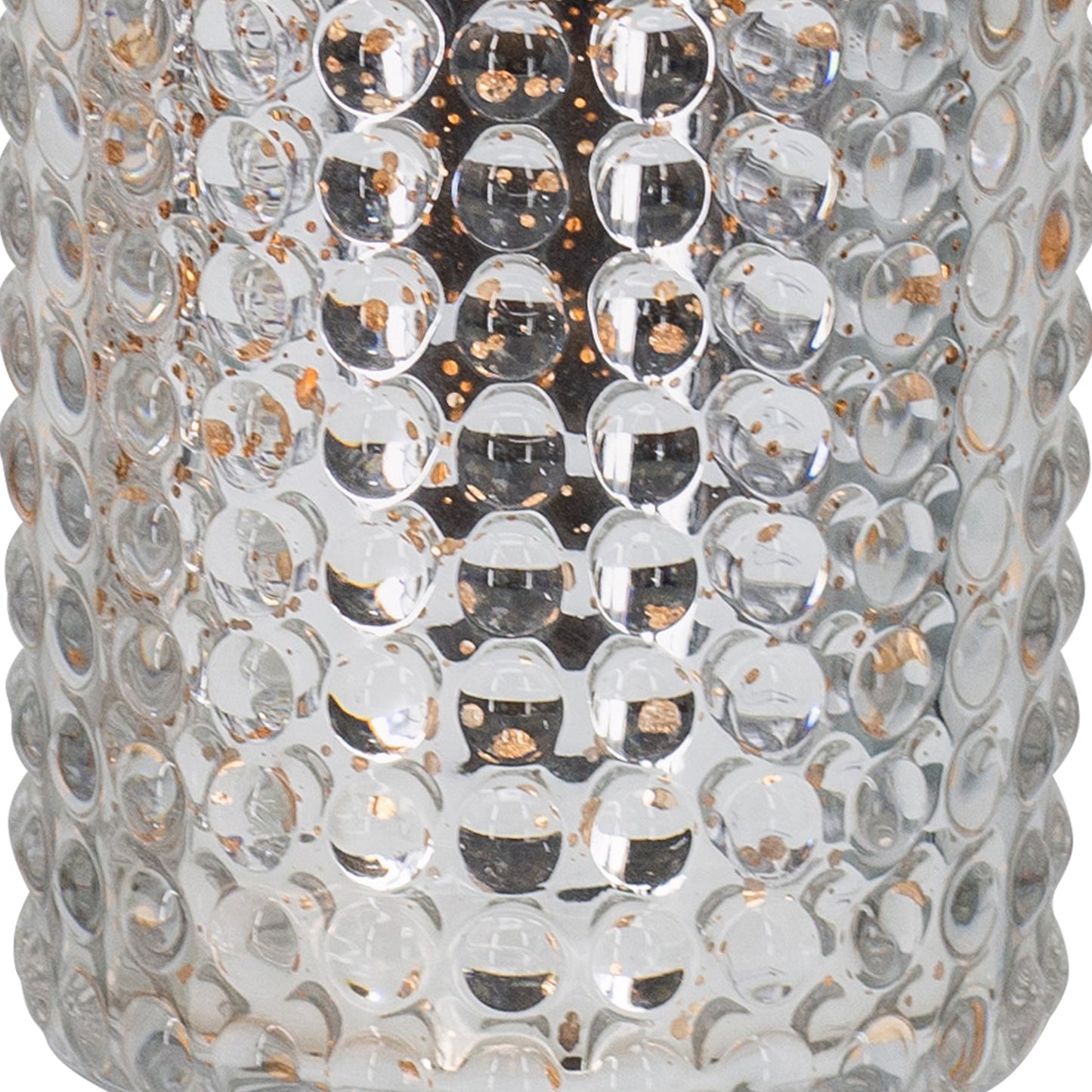 6 Inch Glass Candle Holder Cylindrical Hobnail Texture Set Of 2 Silver
